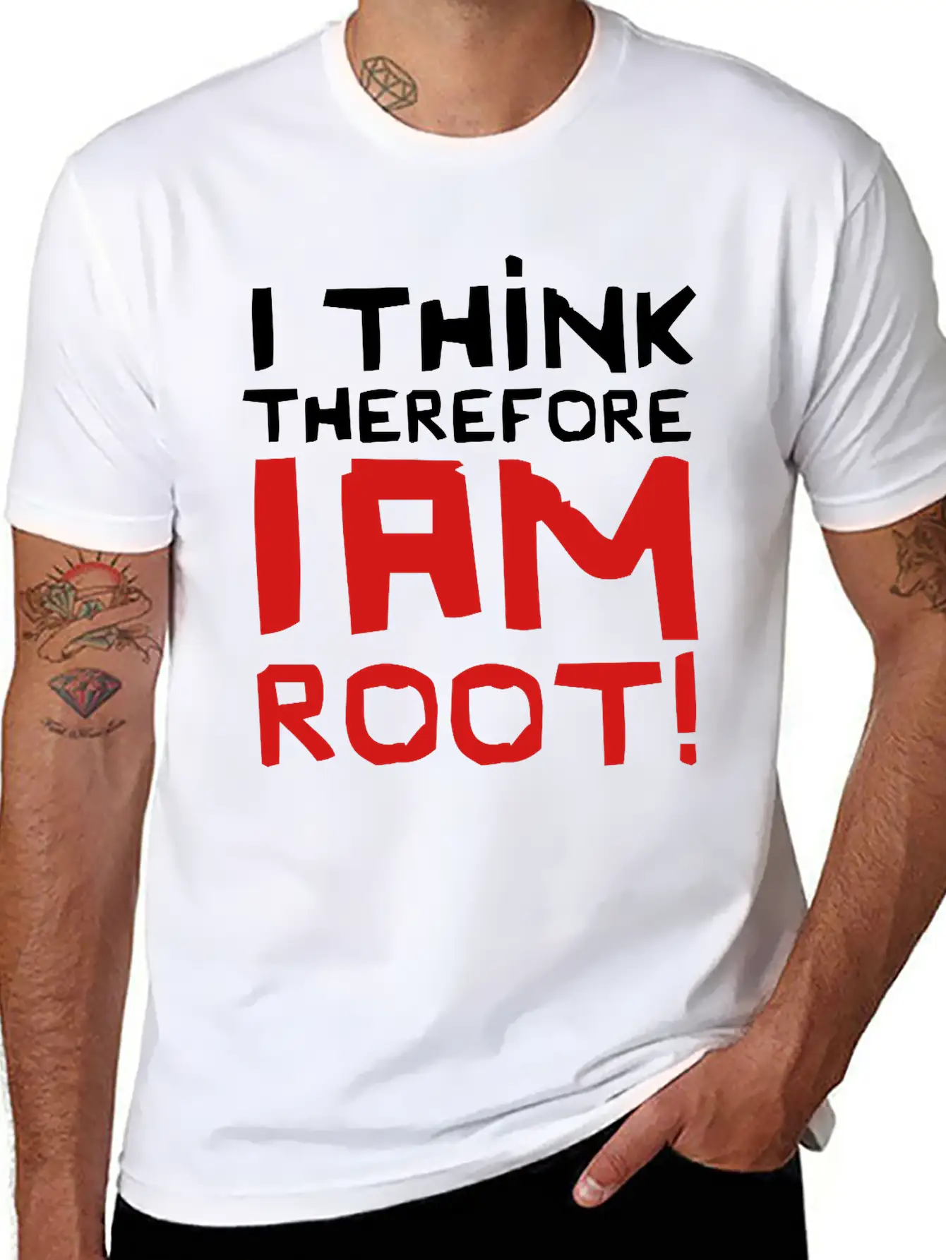 I Think Therefore I Am Root! Basic Graphic T-Shirt – Daily Comfort In Soft Cotton
