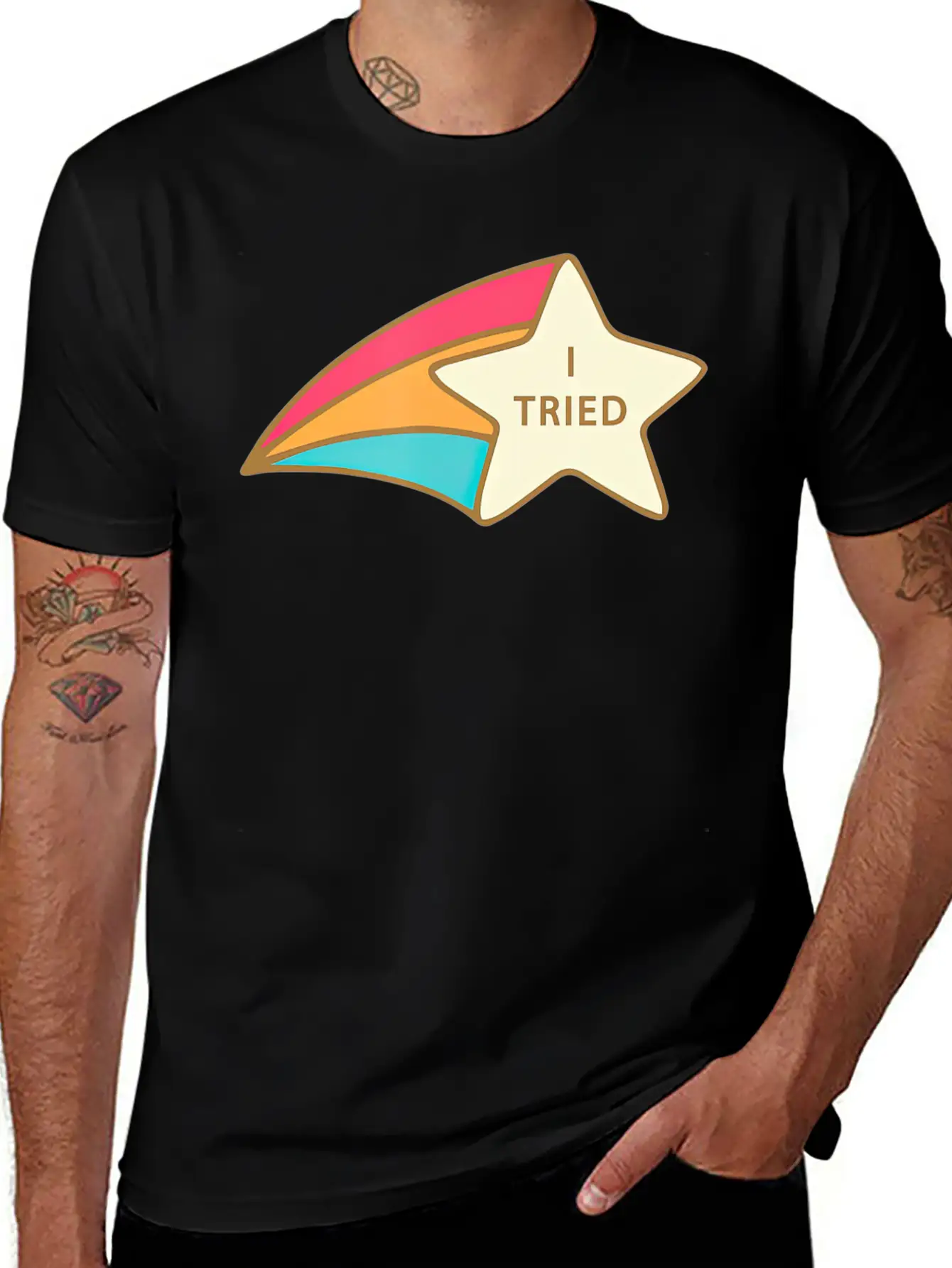 I Tried Shooting Star Award Participation Award Unisex Short Sleeve Soft Cotton T-Shirt – Casual Everyday Wear