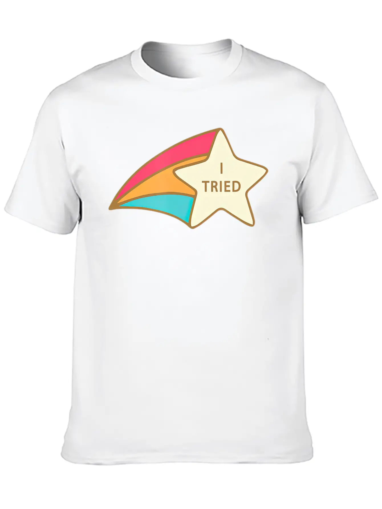 I Tried Shooting Star Award Participation Award Unisex Short Sleeve Soft Cotton T-Shirt – Casual Everyday Wear