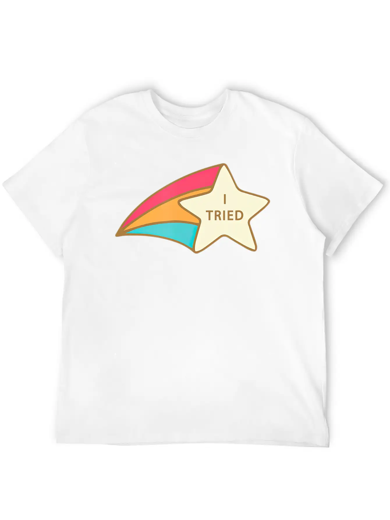 I Tried Shooting Star Award Participation Award Unisex Short Sleeve Soft Cotton T-Shirt – Casual Everyday Wear