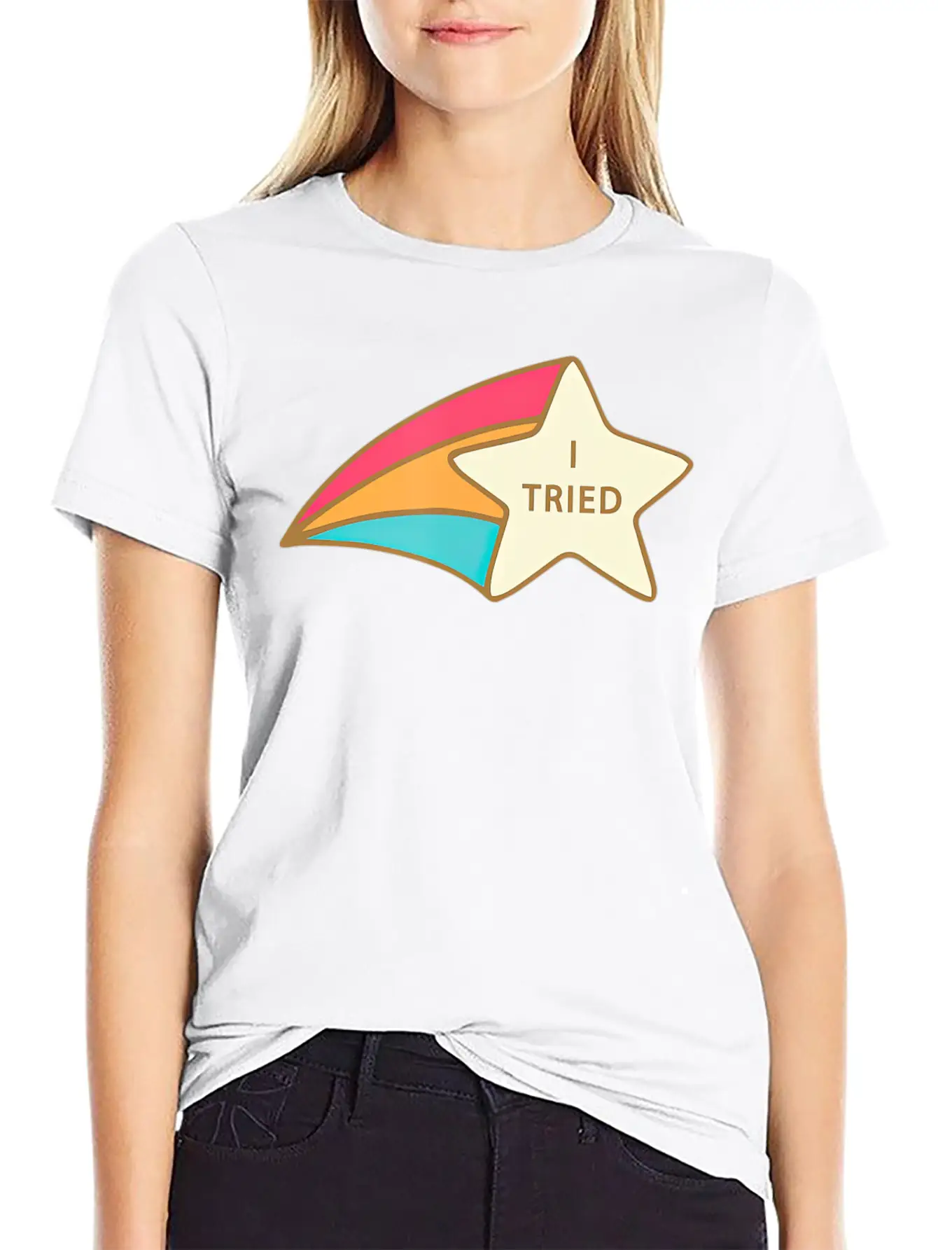 I Tried Shooting Star Award Participation Award Unisex Short Sleeve Soft Cotton T-Shirt – Casual Everyday Wear