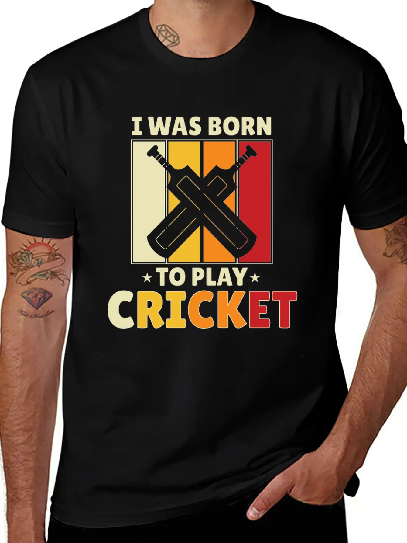 I Was Born To Play Cricket Unisex Short Sleeve Soft Cotton T-Shirt – Casual Everyday Wear