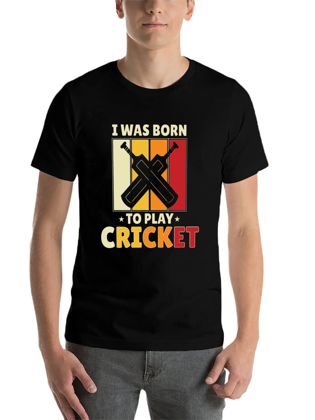 I Was Born To Play Cricket Unisex Short Sleeve Soft Cotton T-Shirt – Casual Everyday Wear