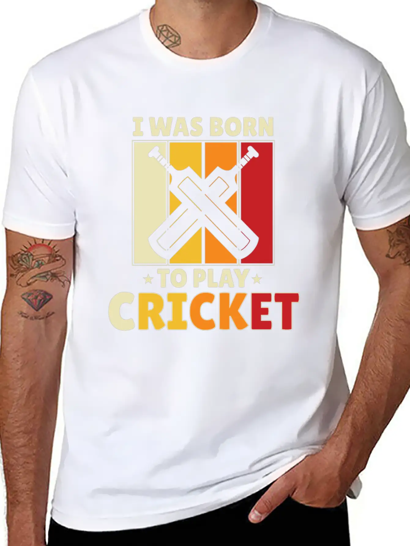 I Was Born To Play Cricket Unisex Short Sleeve Soft Cotton T-Shirt – Casual Everyday Wear