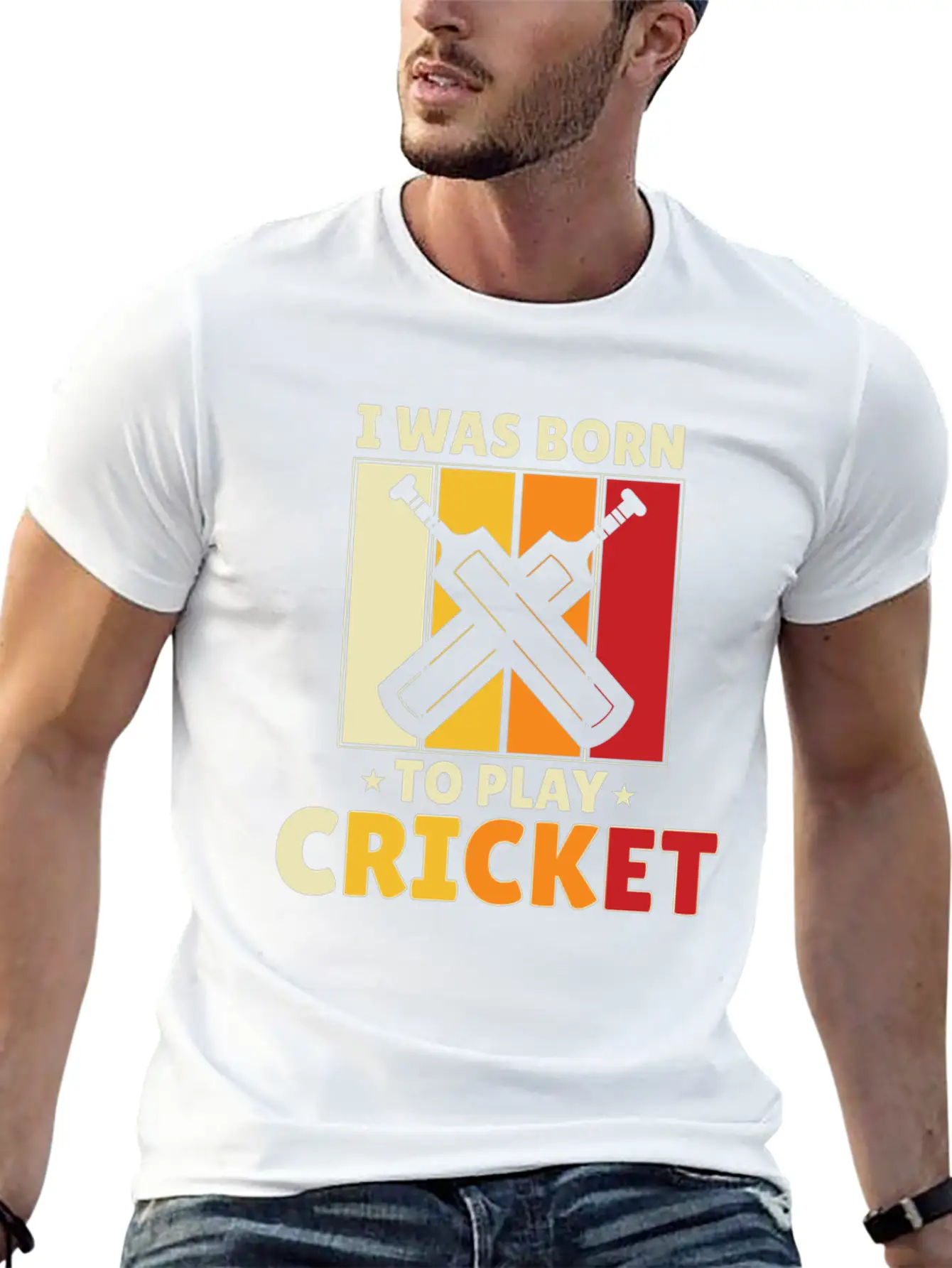 I Was Born To Play Cricket Unisex Short Sleeve Soft Cotton T-Shirt – Casual Everyday Wear