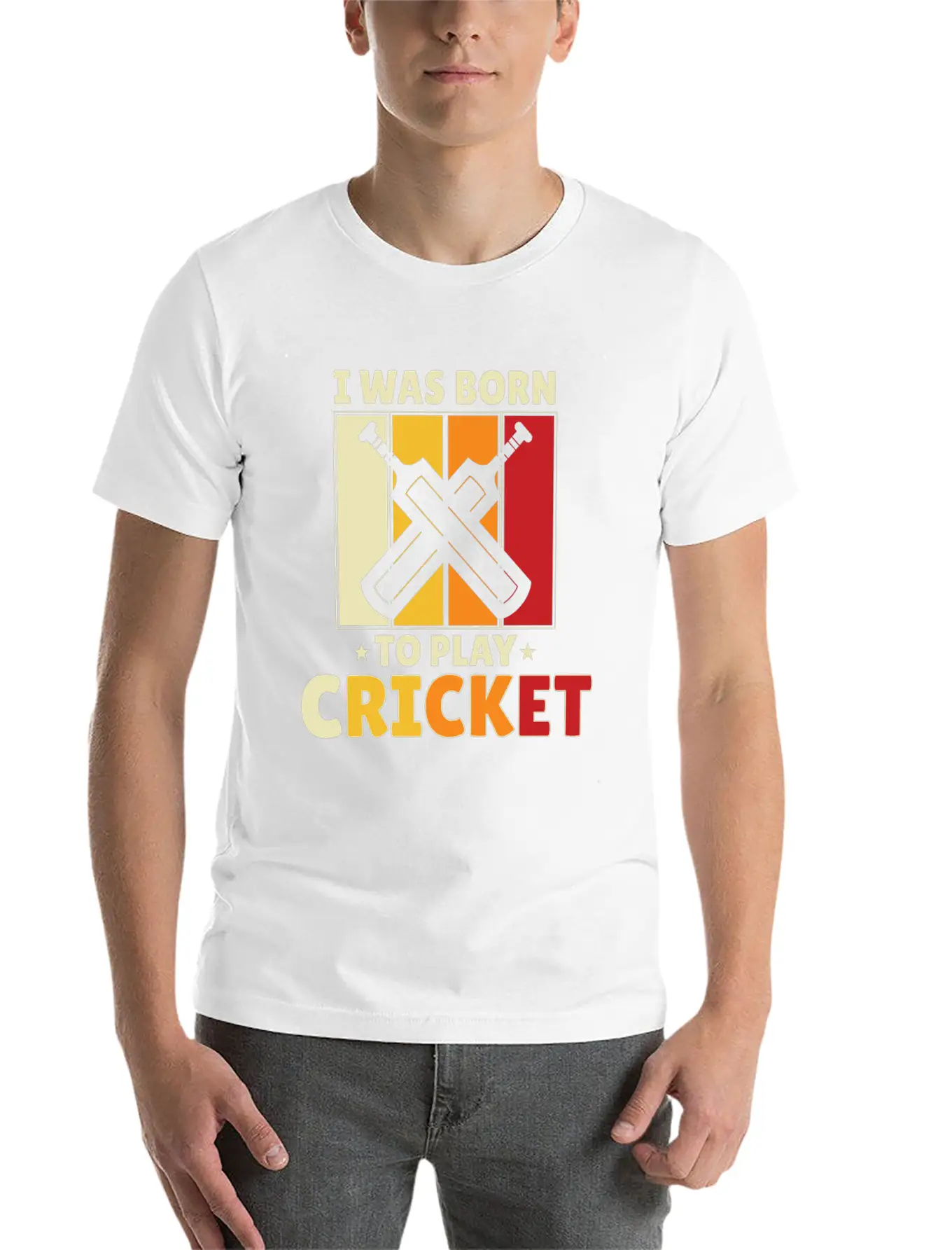 I Was Born To Play Cricket Unisex Short Sleeve Soft Cotton T-Shirt – Casual Everyday Wear