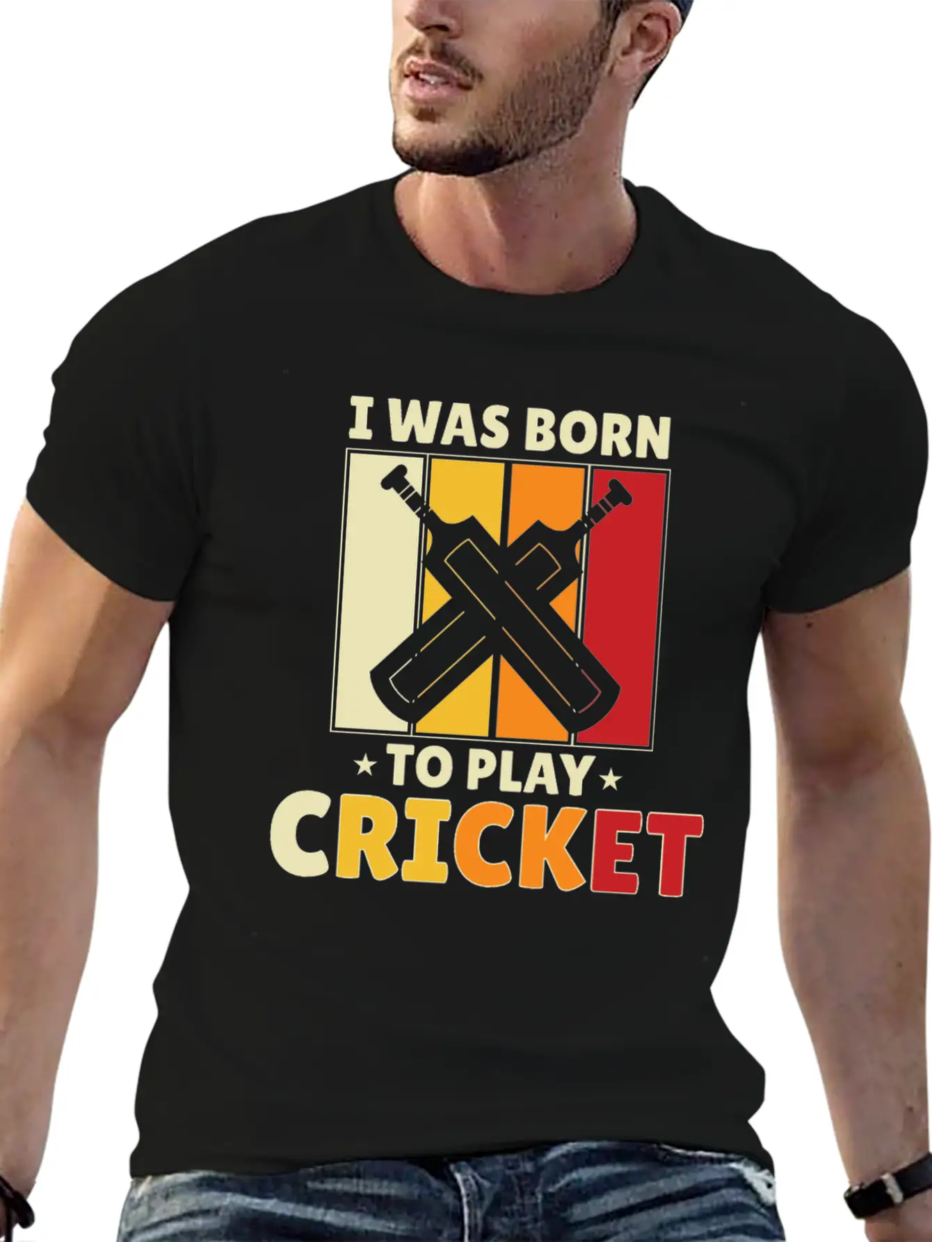 I Was Born To Play Cricket Unisex Short Sleeve Soft Cotton T-Shirt – Casual Everyday Wear
