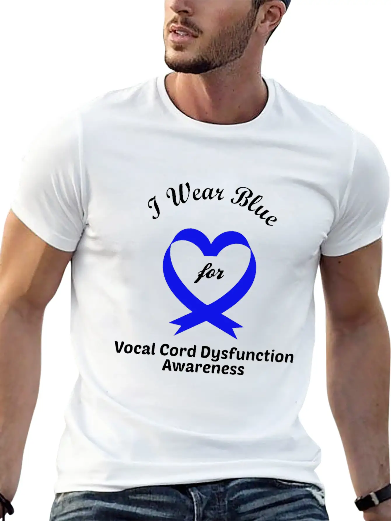 I Wear Blue For Vocal Cord Dysfunction Awareness Essential Unisex Summer Tee – Soft Cotton Casual Fit