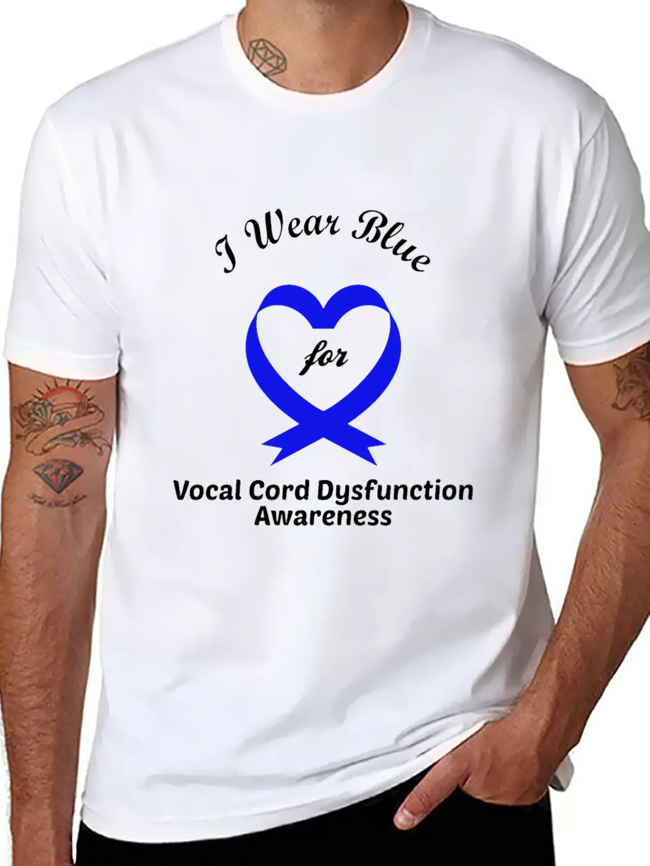 I Wear Blue For Vocal Cord Dysfunction Awareness Essential Unisex Summer Tee – Soft Cotton Casual Fit