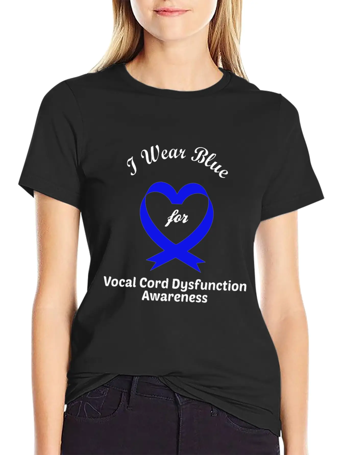 I Wear Blue For Vocal Cord Dysfunction Awareness Essential Unisex Summer Tee – Soft Cotton Casual Fit