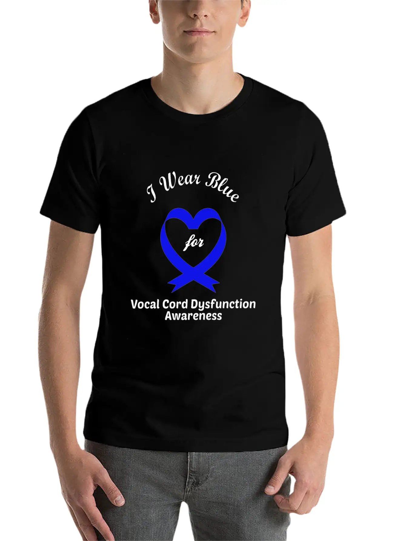 I Wear Blue For Vocal Cord Dysfunction Awareness Essential Unisex Summer Tee – Soft Cotton Casual Fit