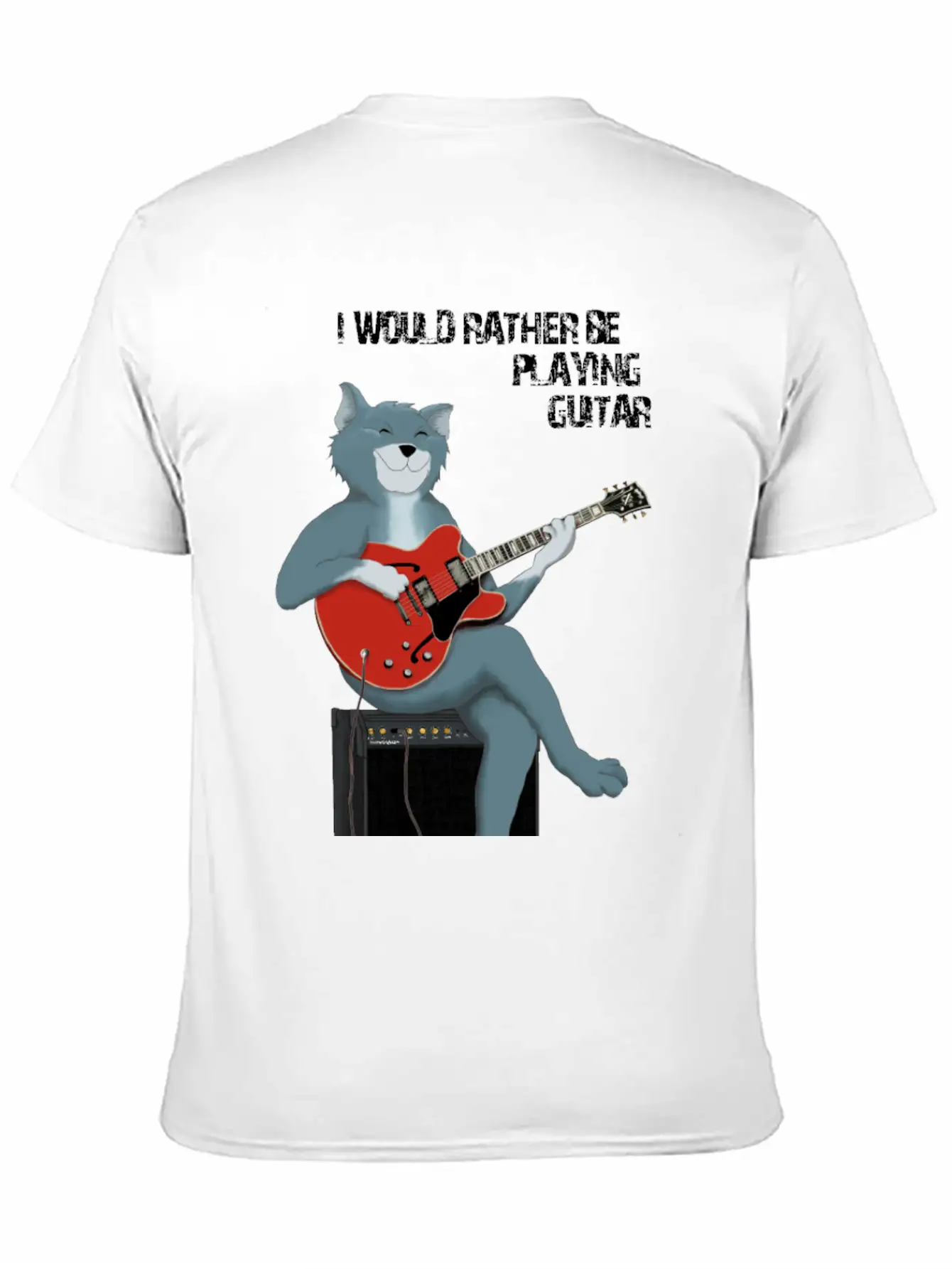 I WOULD RATHER BE PLAYING GUITAR - CAT Unisex Short Sleeve Soft Cotton T-Shirt – Casual Everyday Wear