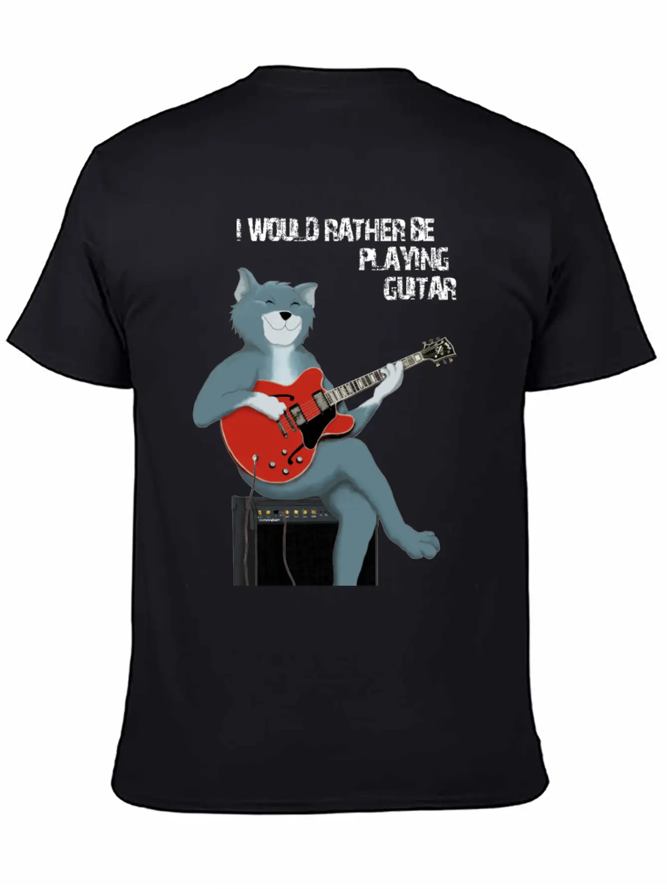 I WOULD RATHER BE PLAYING GUITAR - CAT Unisex Short Sleeve Soft Cotton T-Shirt – Casual Everyday Wear