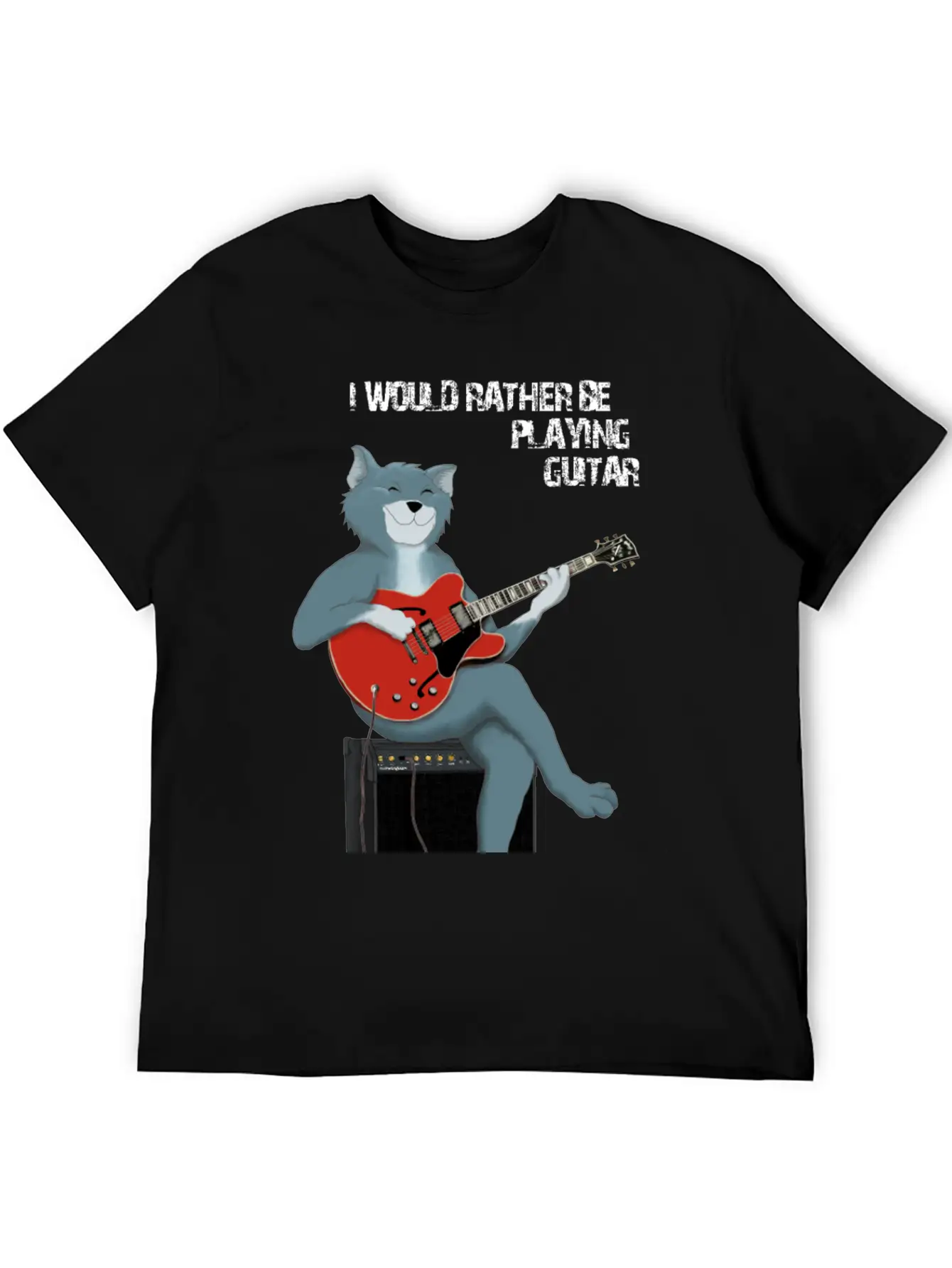 I WOULD RATHER BE PLAYING GUITAR - CAT Unisex Short Sleeve Soft Cotton T-Shirt – Casual Everyday Wear