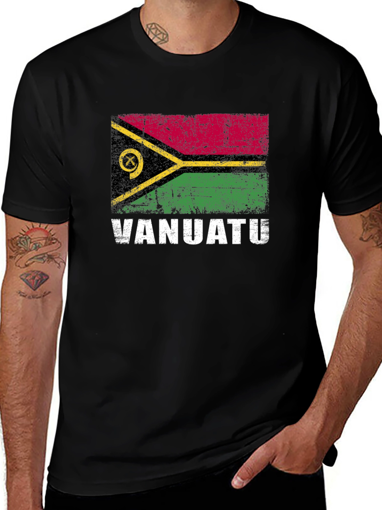 Vanuatu Flag T-Shirt: Distressed Vanuatu Pride Tee