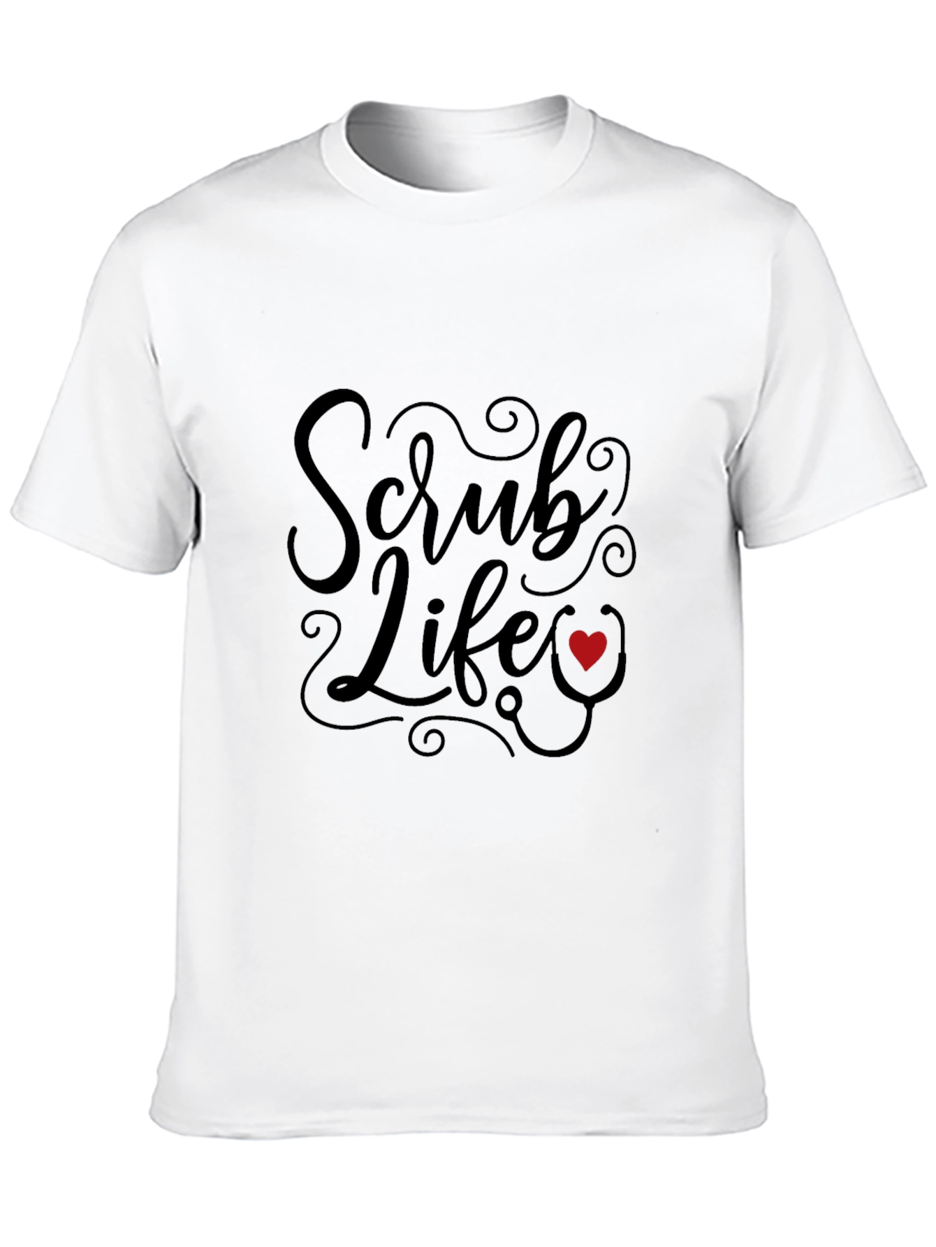Scrub Life Black T-Shirt with Red Heart