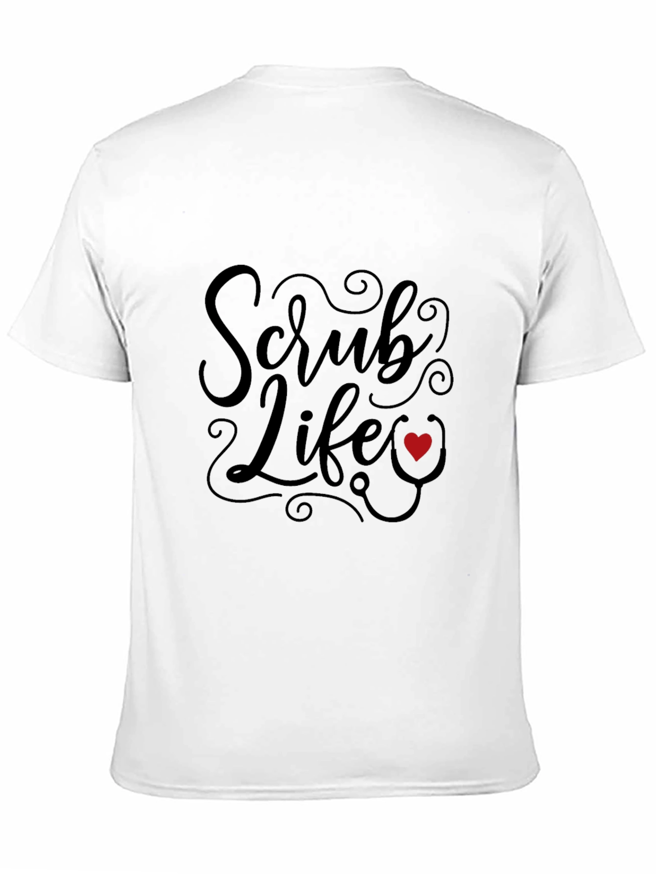 Scrub Life Black T-Shirt with Red Heart