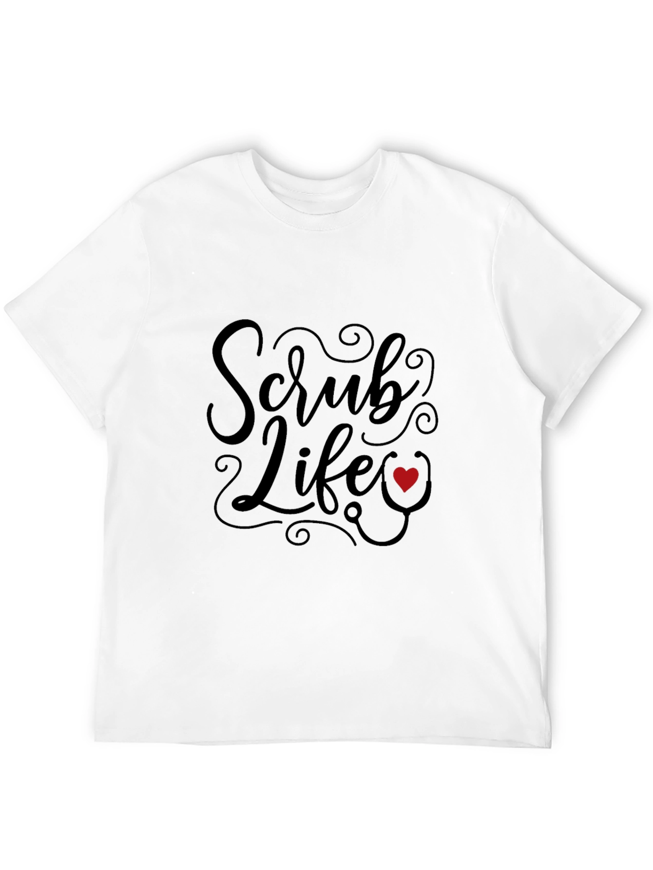 Scrub Life Black T-Shirt with Red Heart