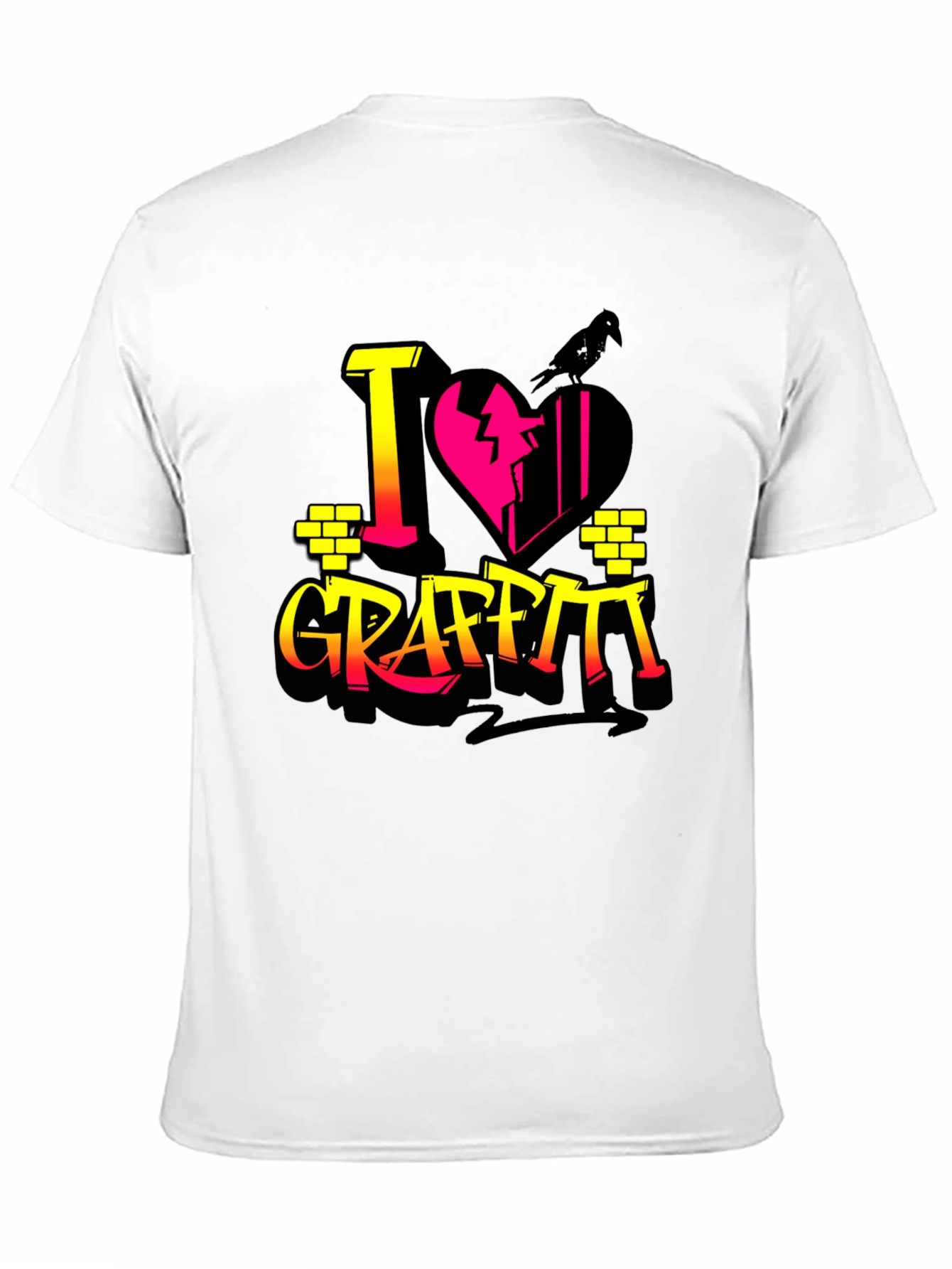 I Love Graffiti Graphic Print Black T-Shirt
