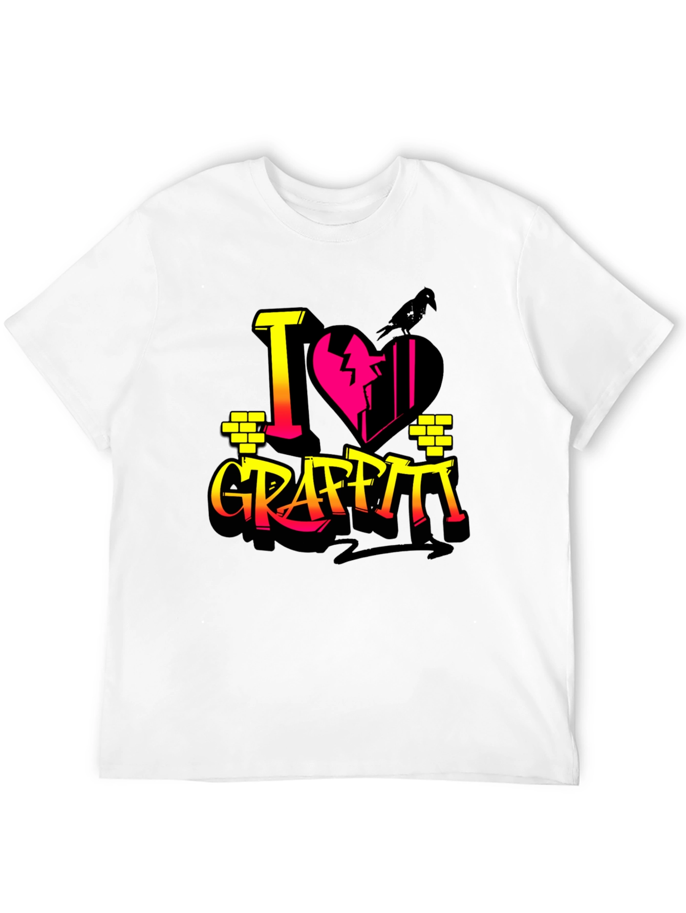 I Love Graffiti Graphic Print Black T-Shirt