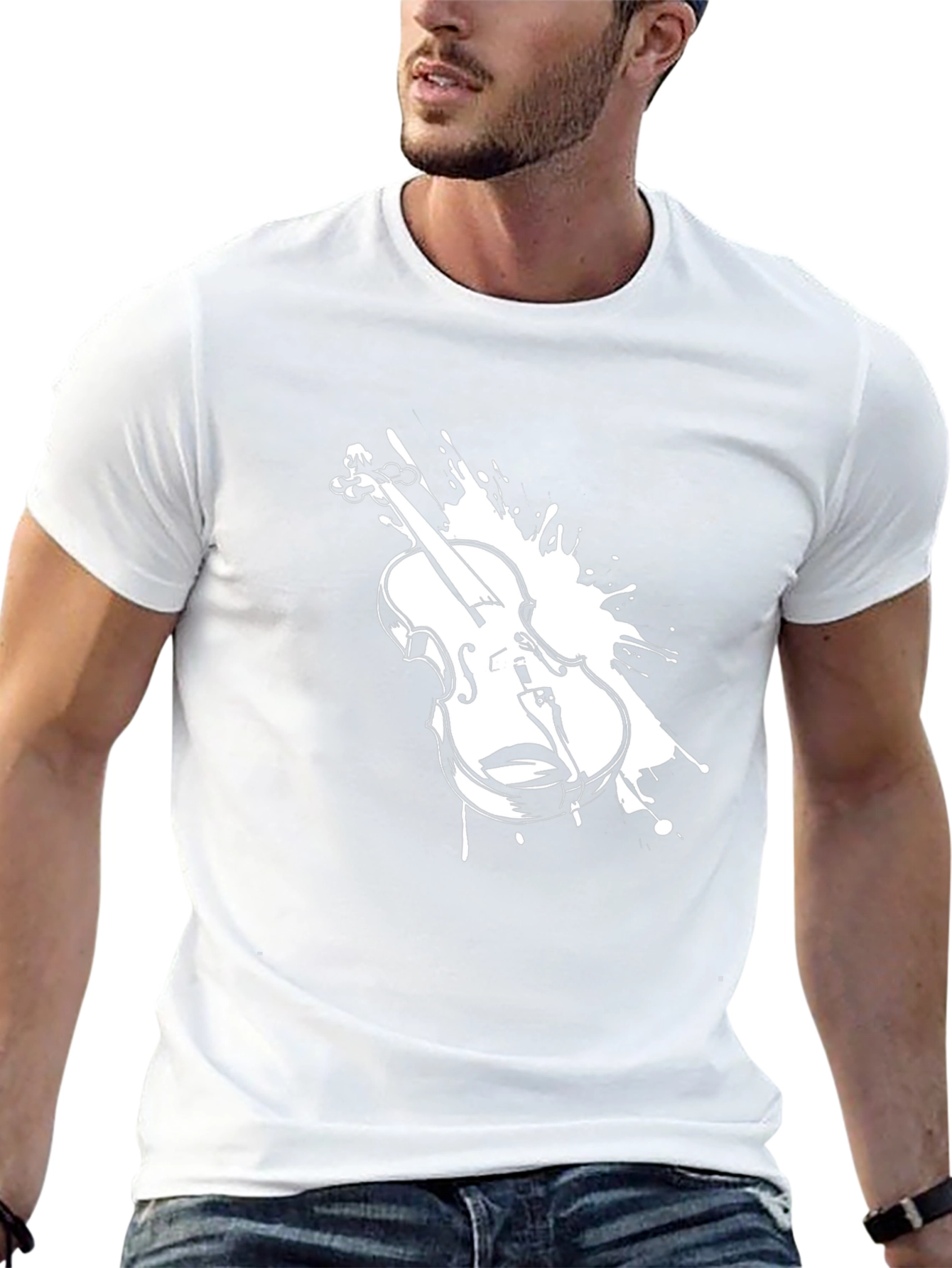 Violin Splash Graphic T-Shirt - Musical Instrument Tee