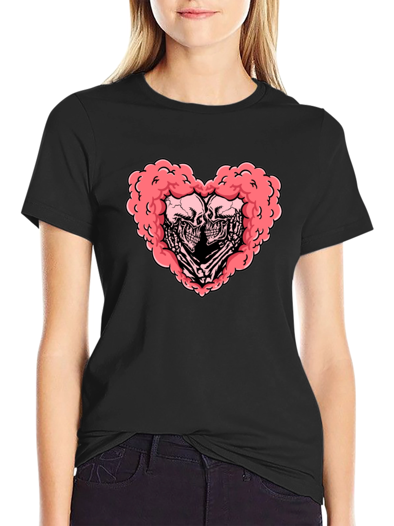 Skull Heart Graphic Tee - Gothic Love