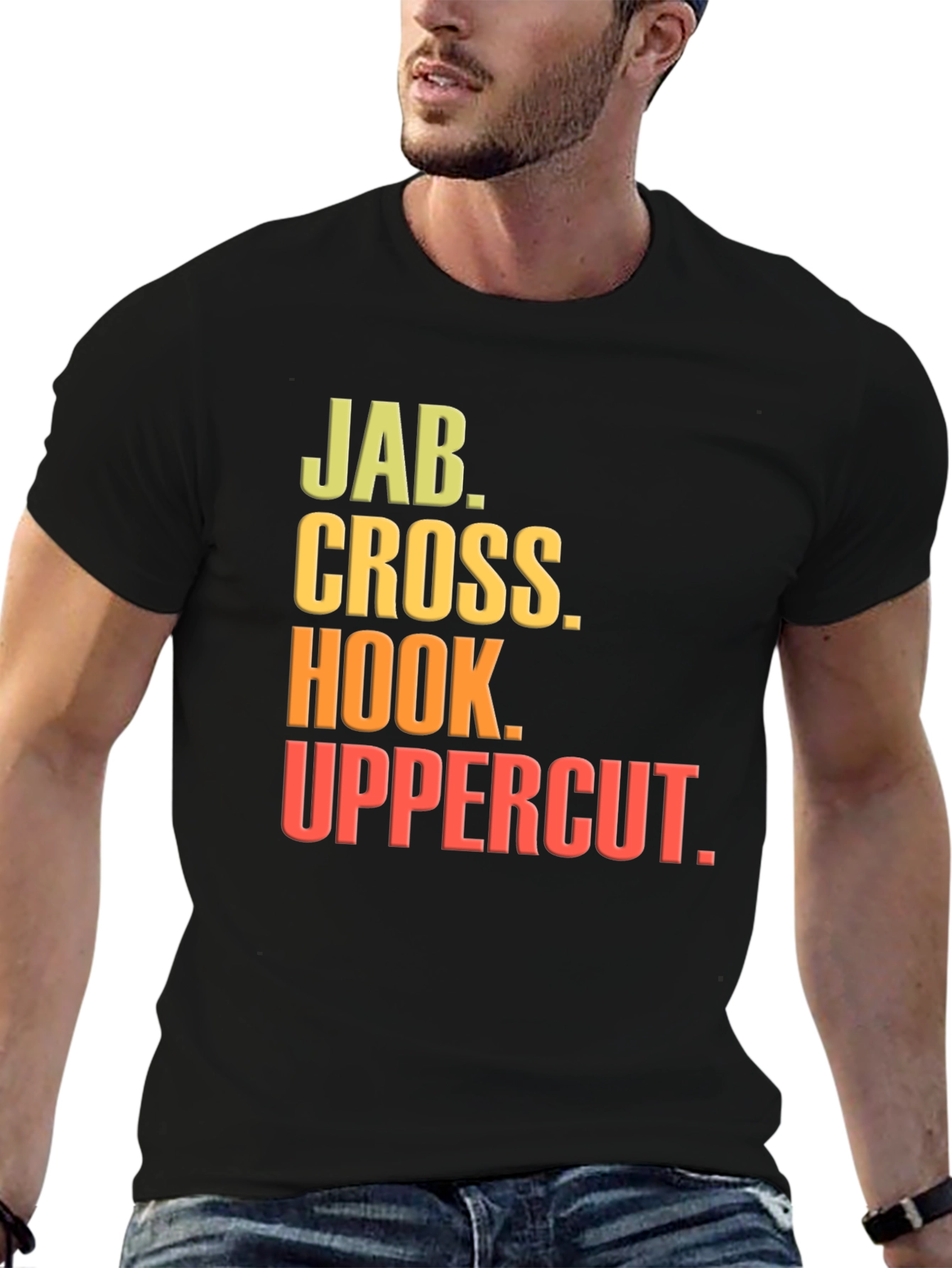 Boxing Moves Black T-Shirt - Jab Cross Hook Uppercut