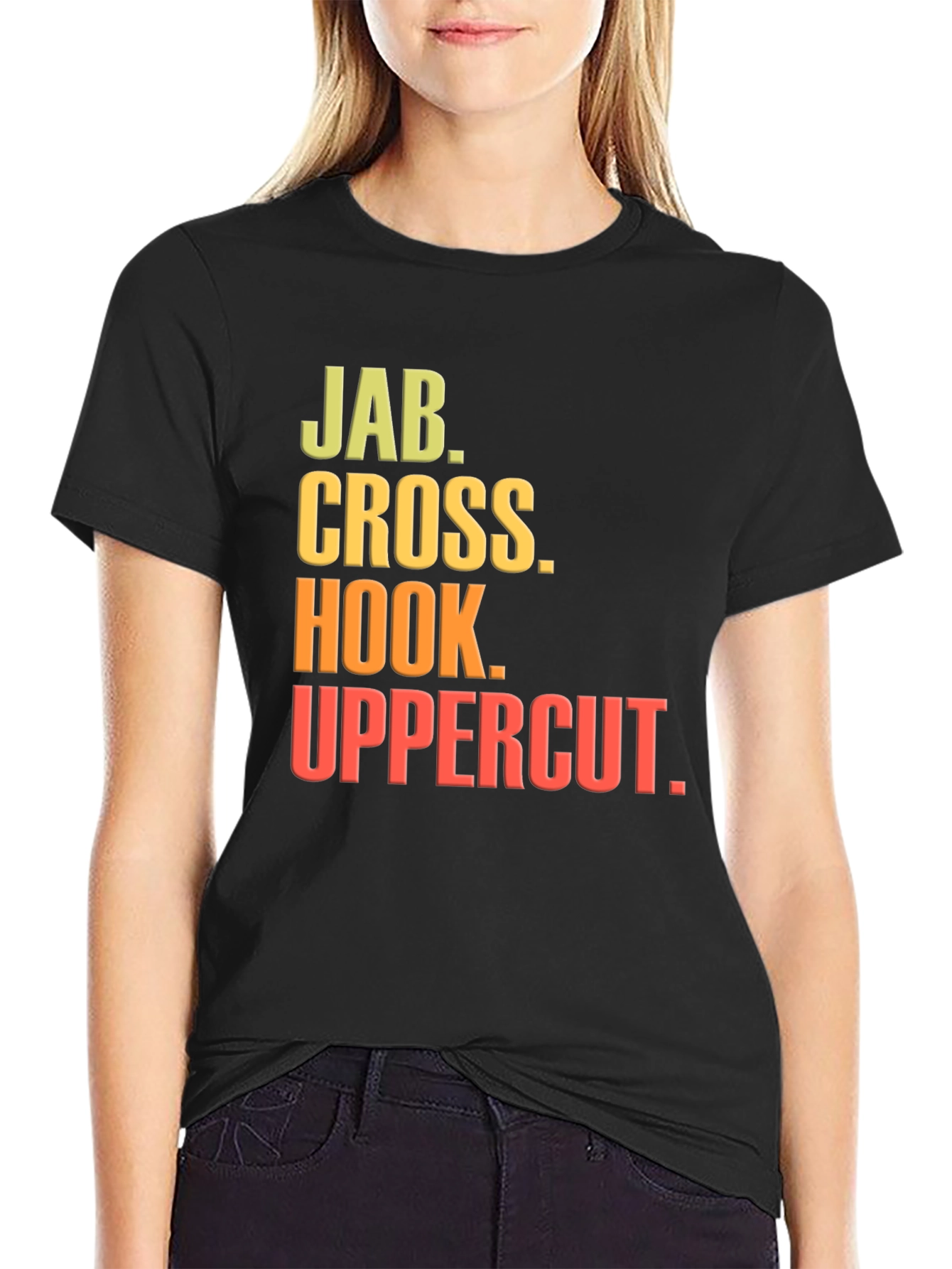 Boxing Moves Black T-Shirt - Jab Cross Hook Uppercut