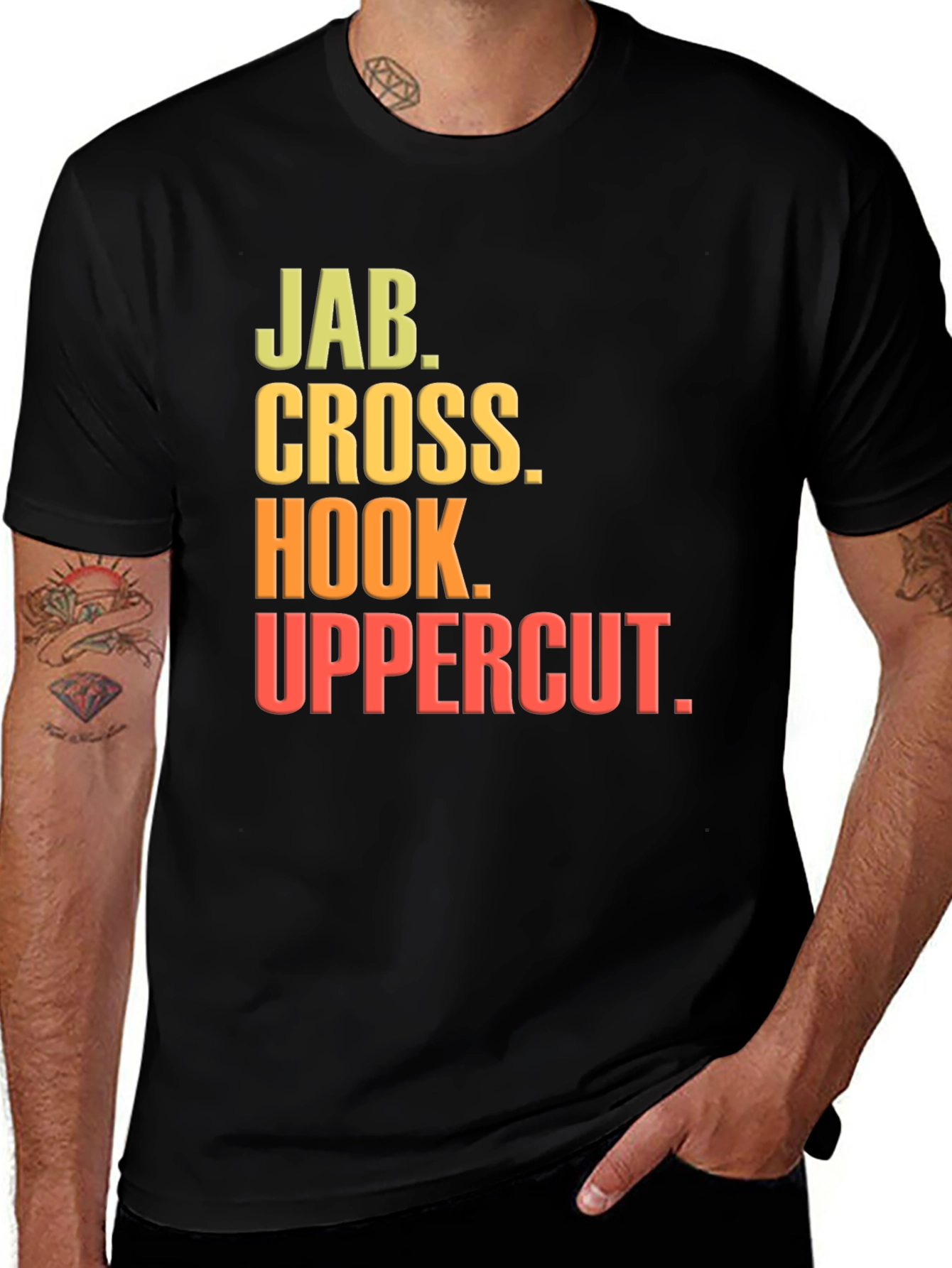 Boxing Moves Black T-Shirt - Jab Cross Hook Uppercut