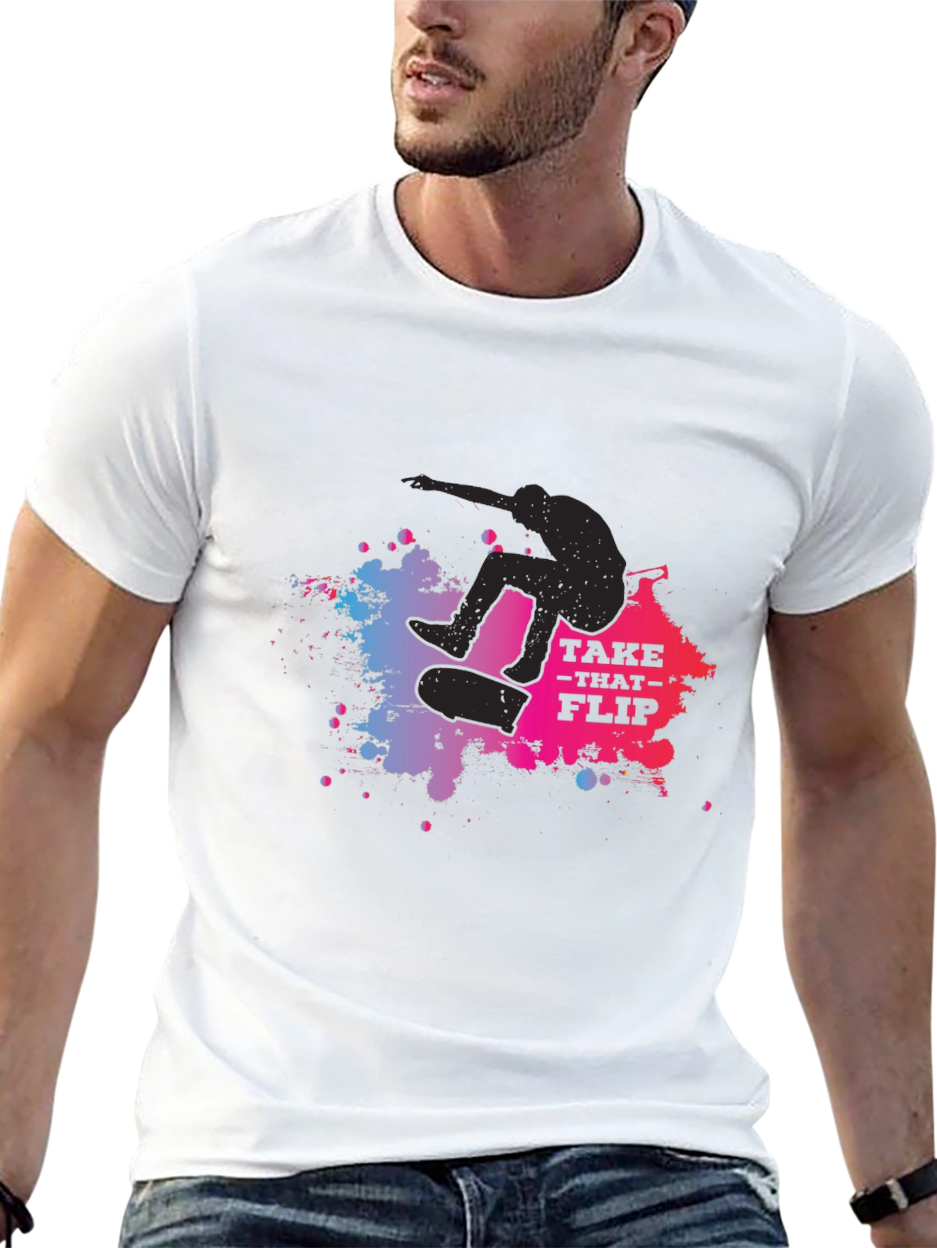 Skateboarder Graphic Tee: Take That Flip