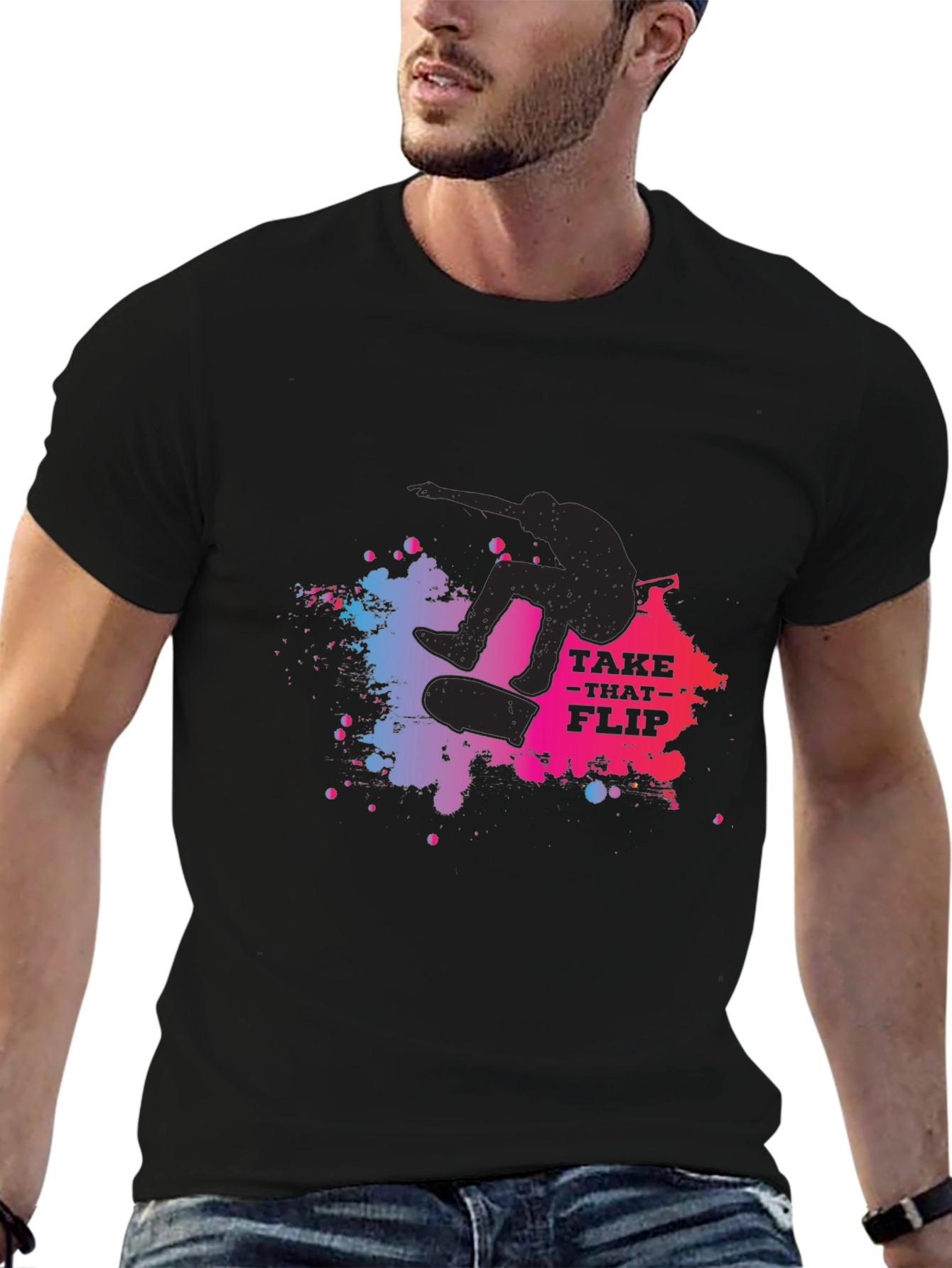 Skateboarder Graphic Tee: Take That Flip