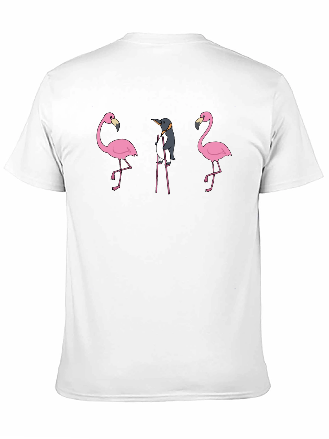 Penguin Among Flamingos Graphic T-Shirt