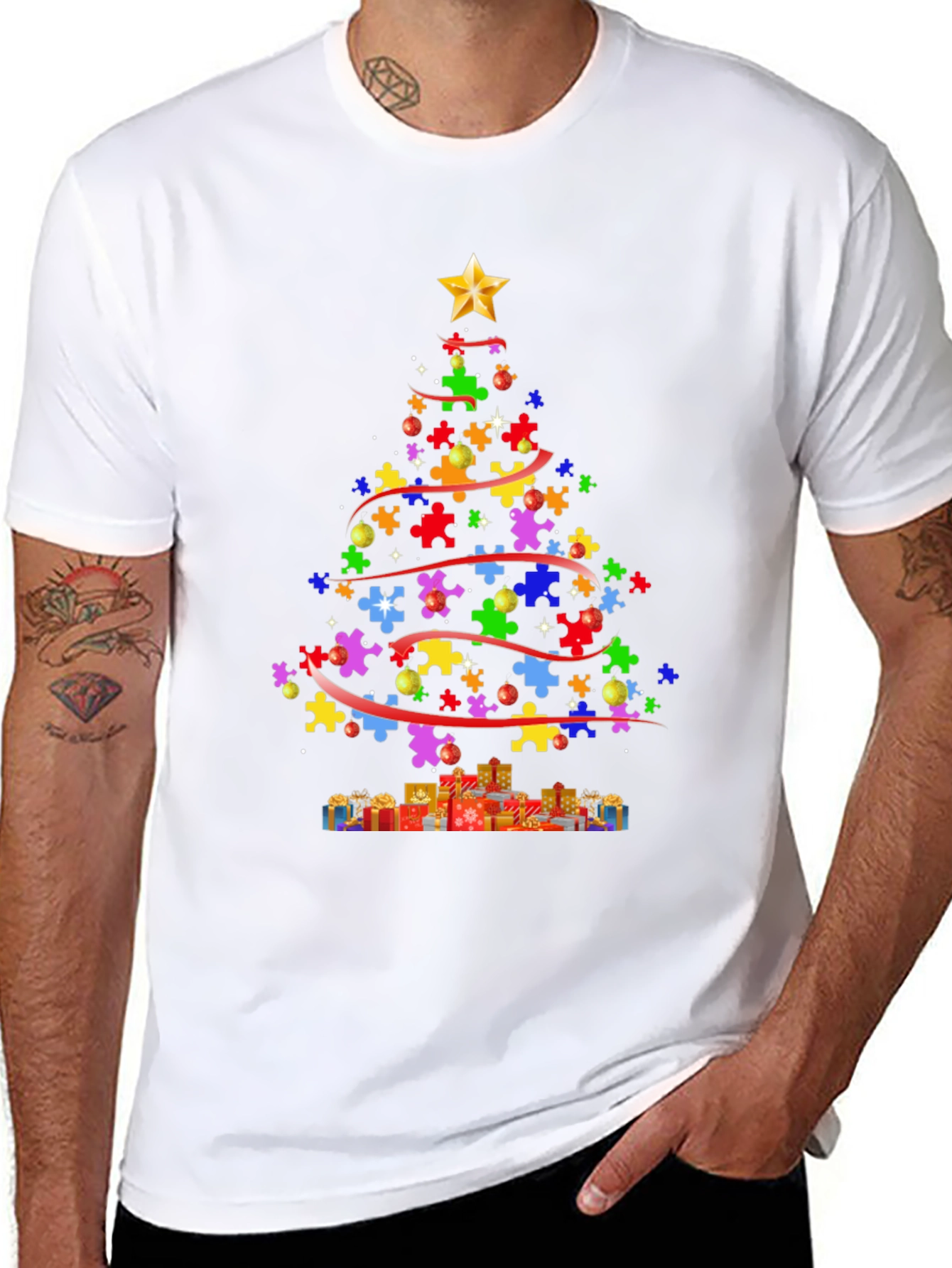 Puzzle Piece Christmas Tree T-Shirt