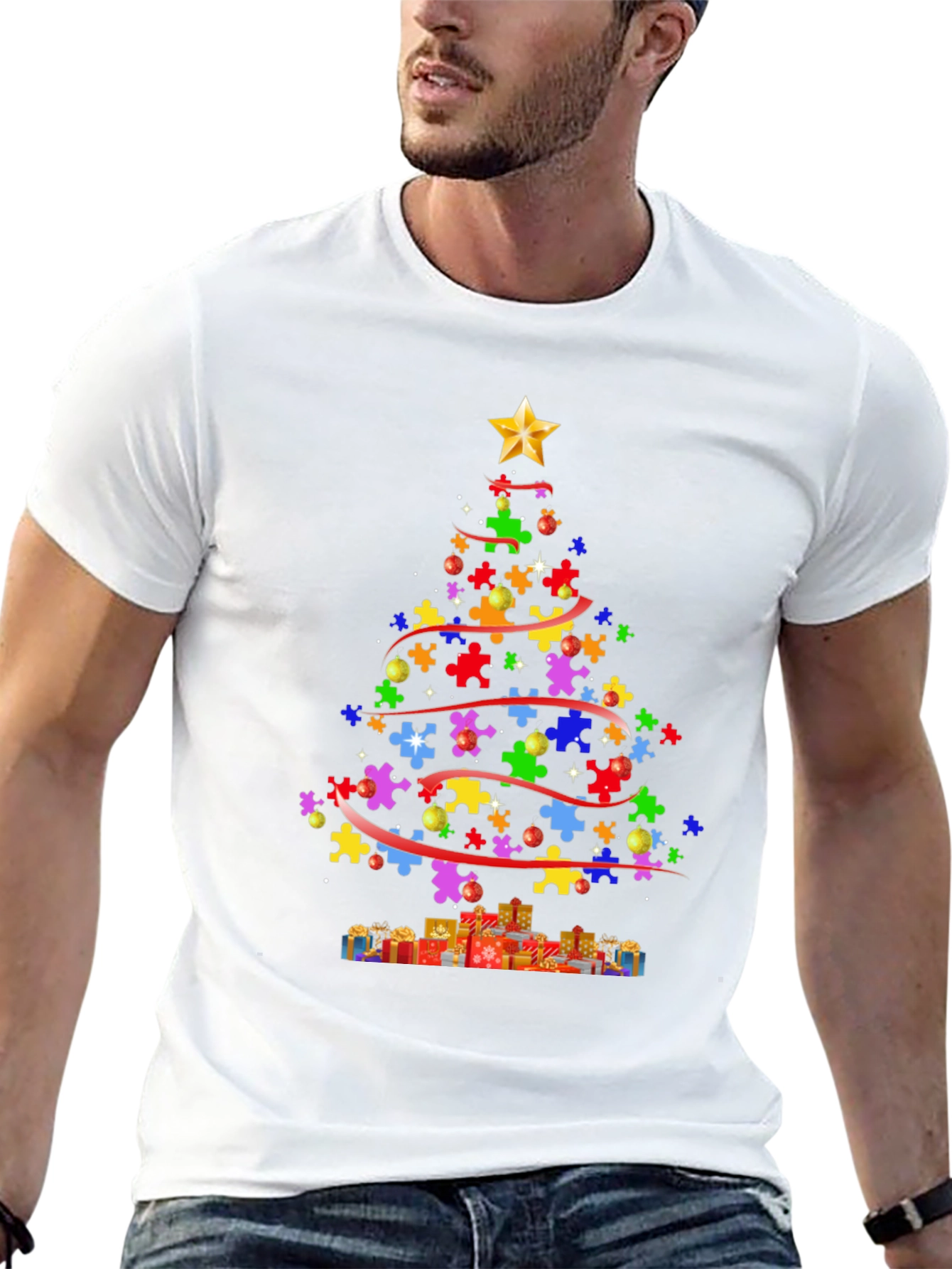 Puzzle Piece Christmas Tree T-Shirt