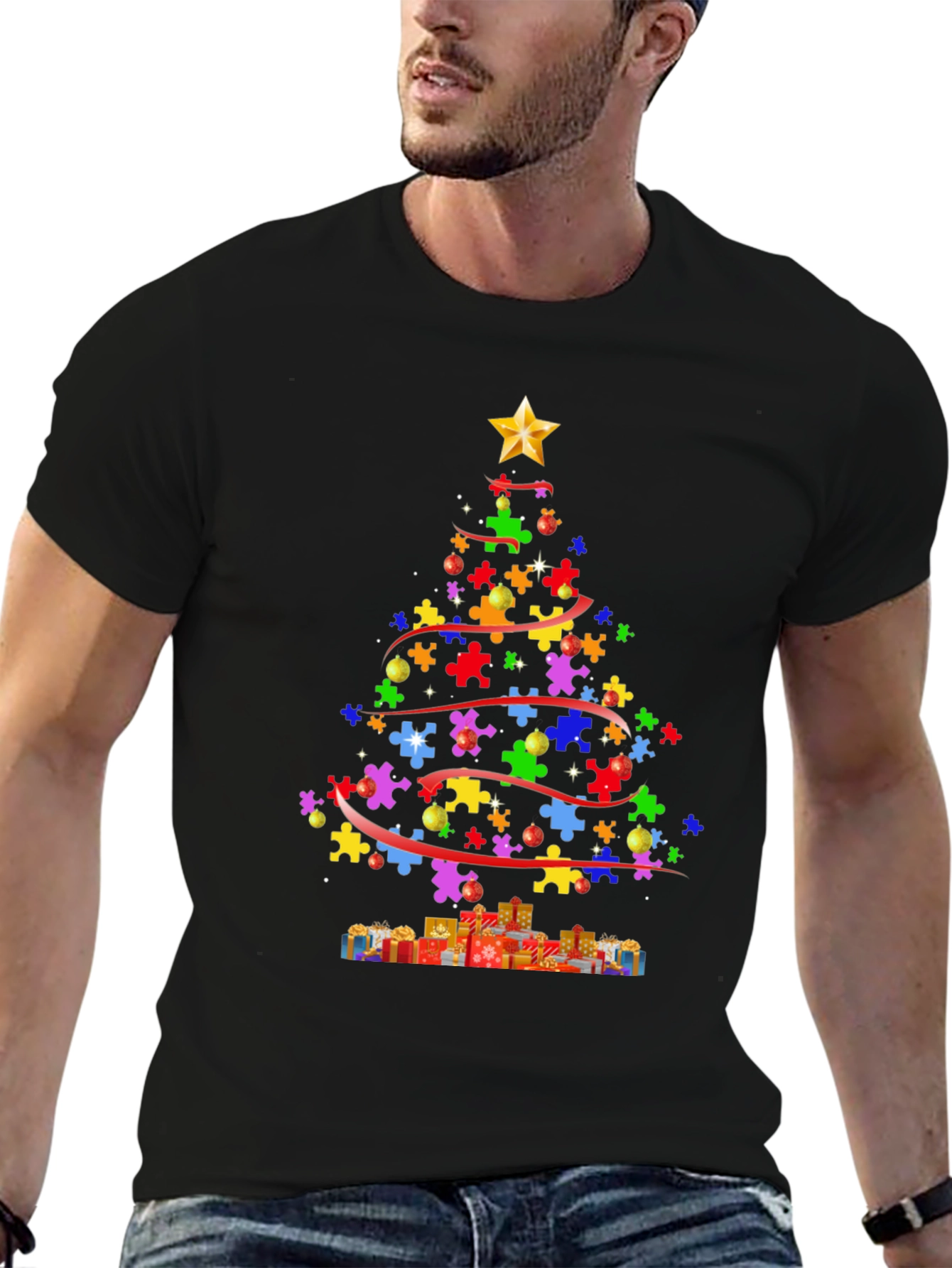Puzzle Piece Christmas Tree T-Shirt