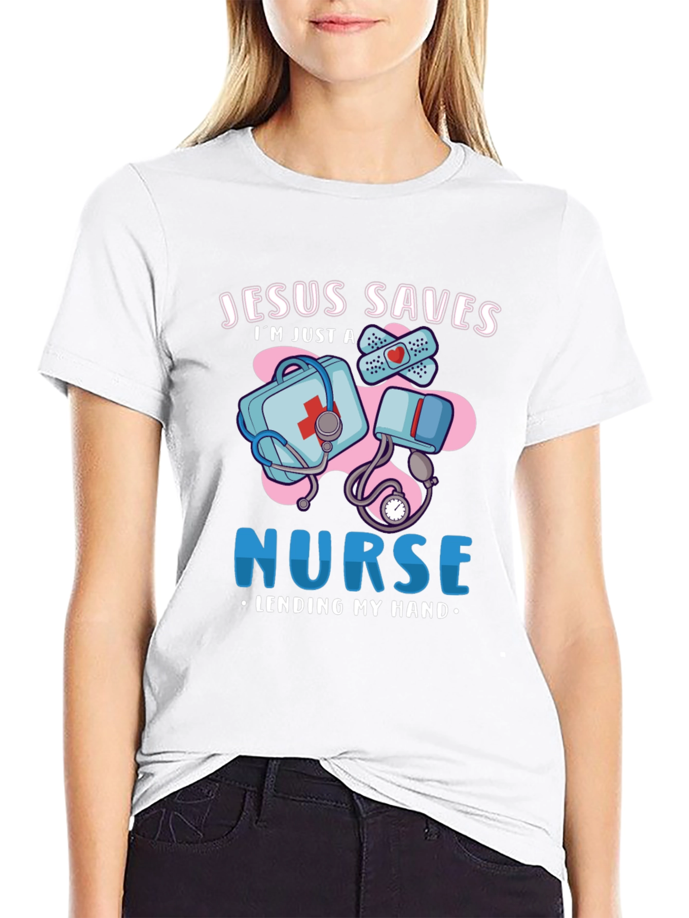 Jesus Saves Nurse T-Shirt Medical Humor Graphic Tee