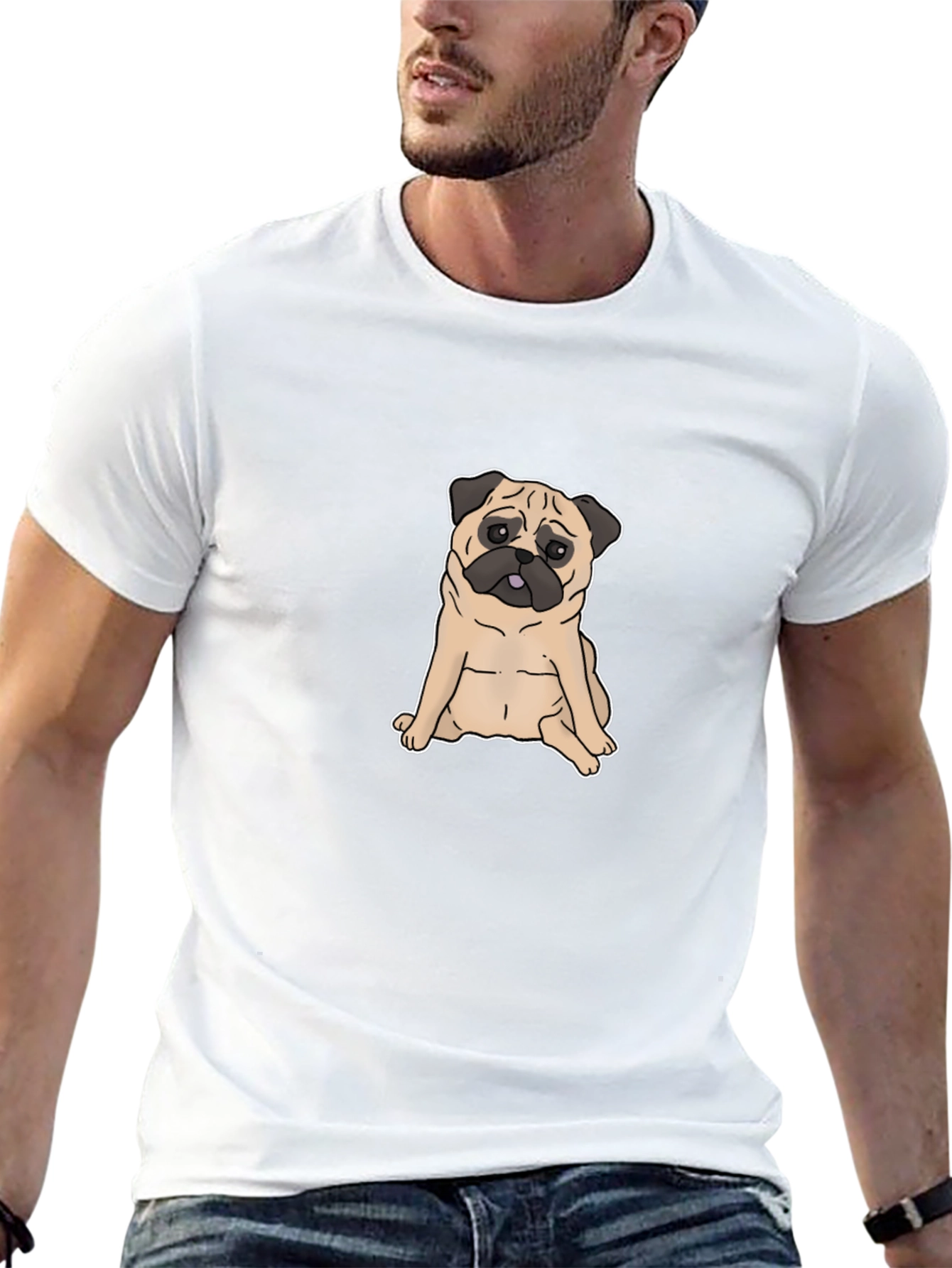 Pug Graphic T-Shirt - Black Cotton Tee