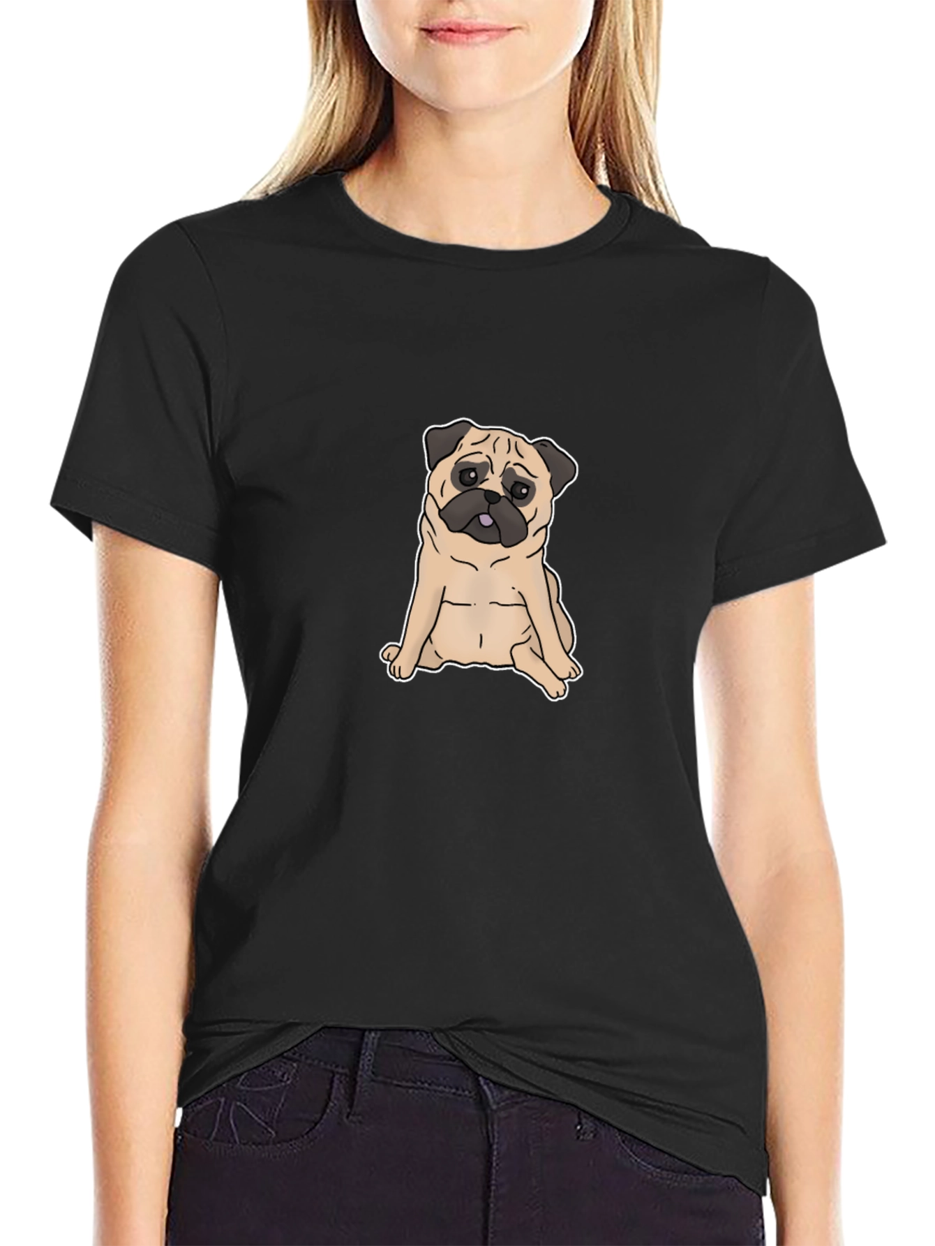 Pug Graphic T-Shirt - Black Cotton Tee