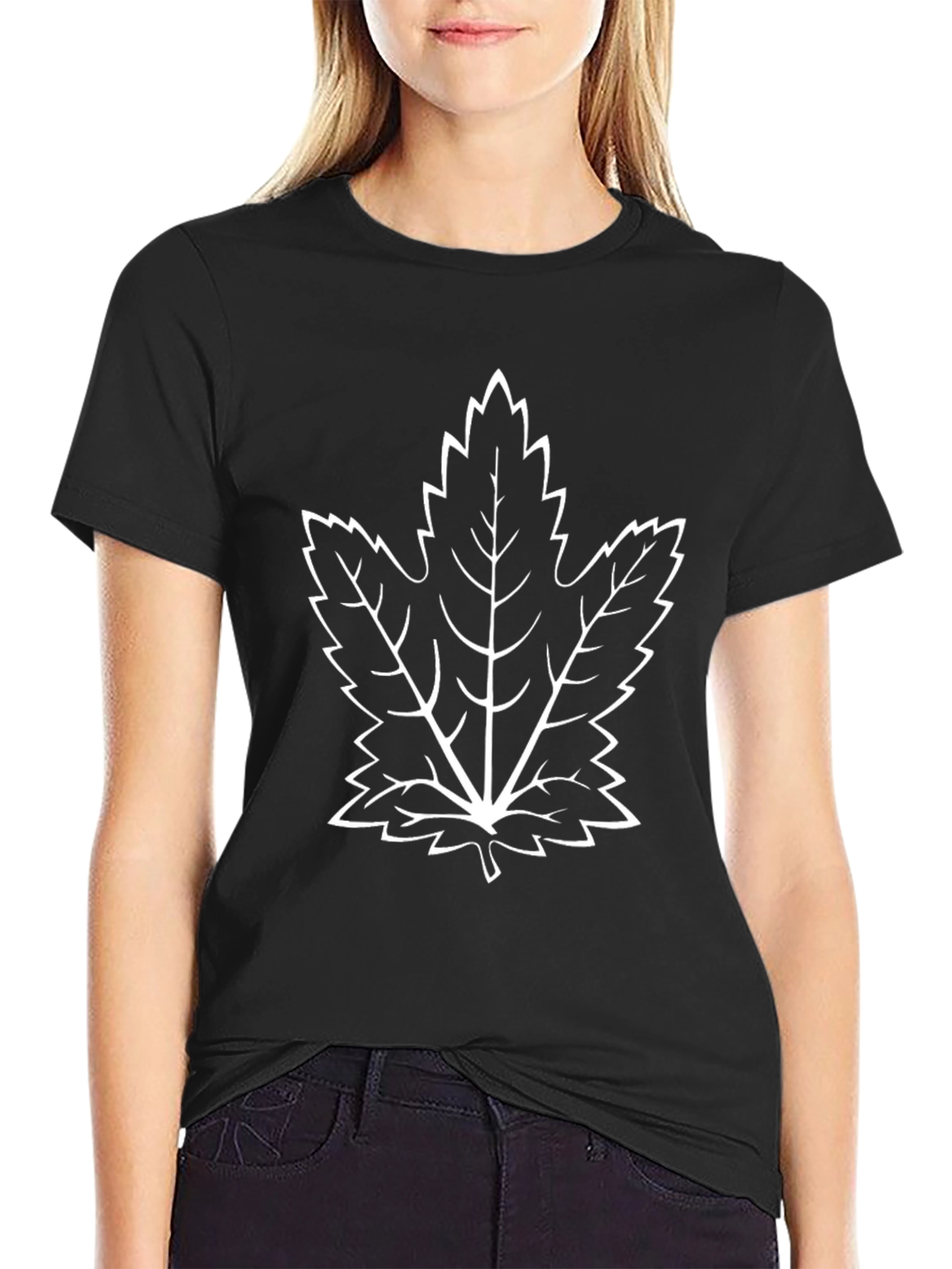Leaf Graphic Black T-Shirt