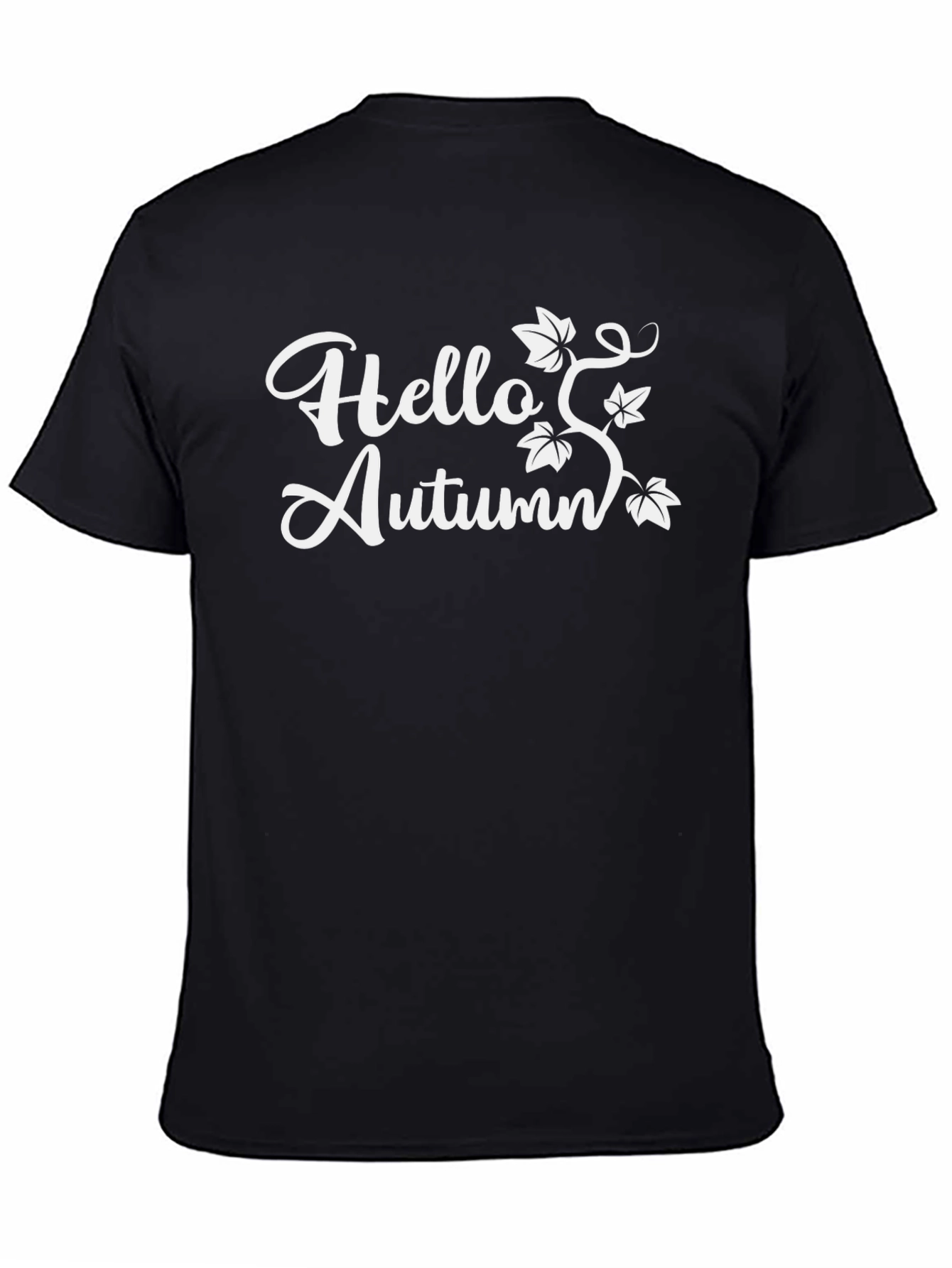 Hello Autumn Black T-Shirt Fall Design