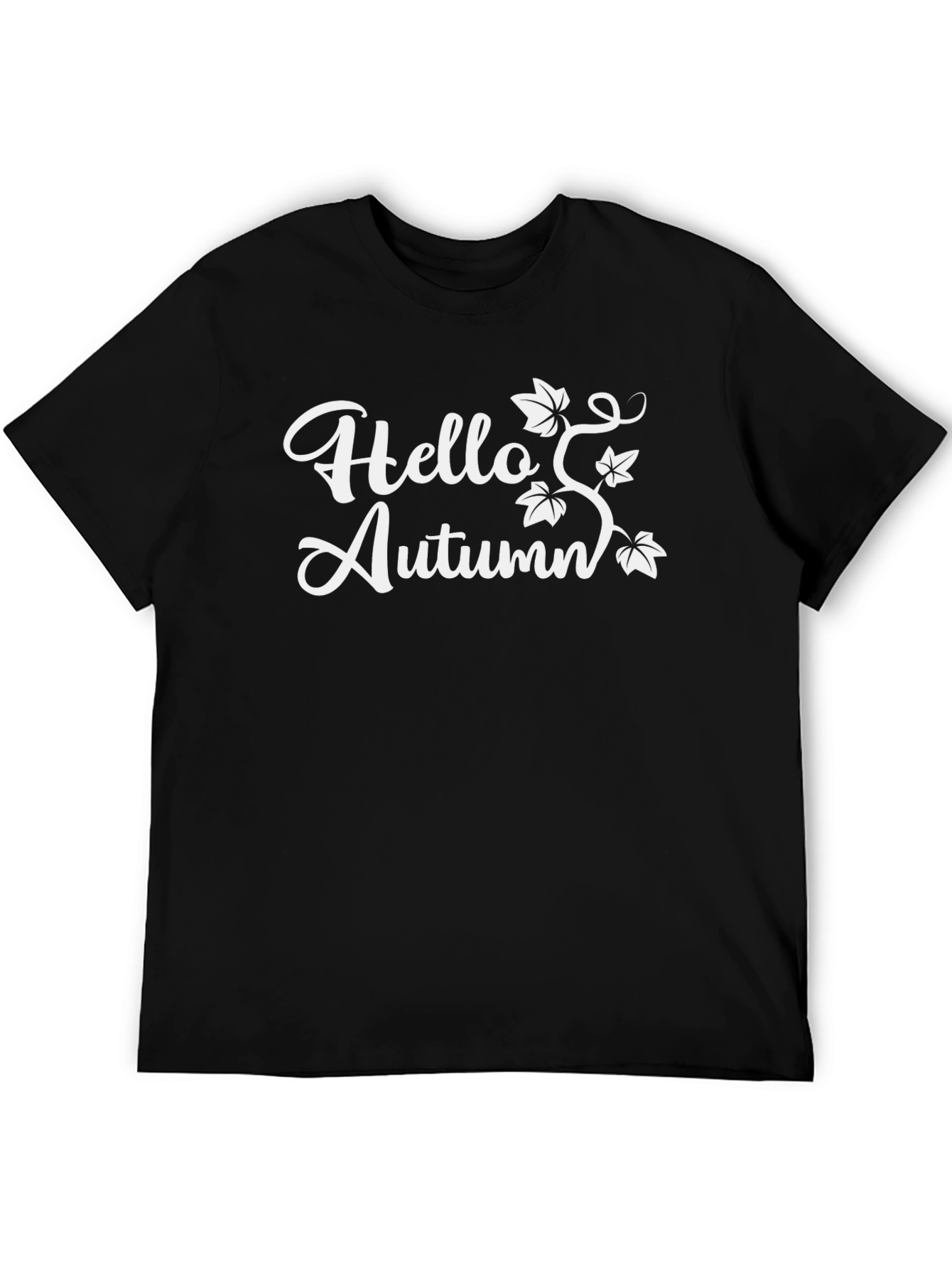 Hello Autumn Black T-Shirt Fall Design