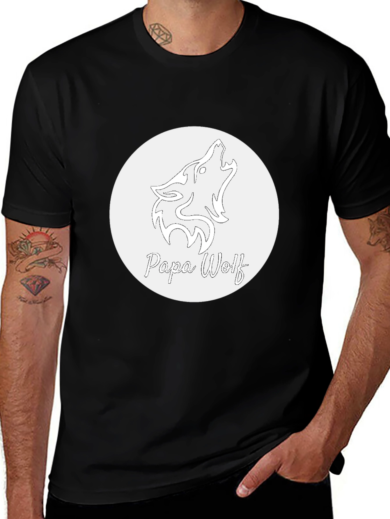 Papa Wolf Graphic T-Shirt - Black