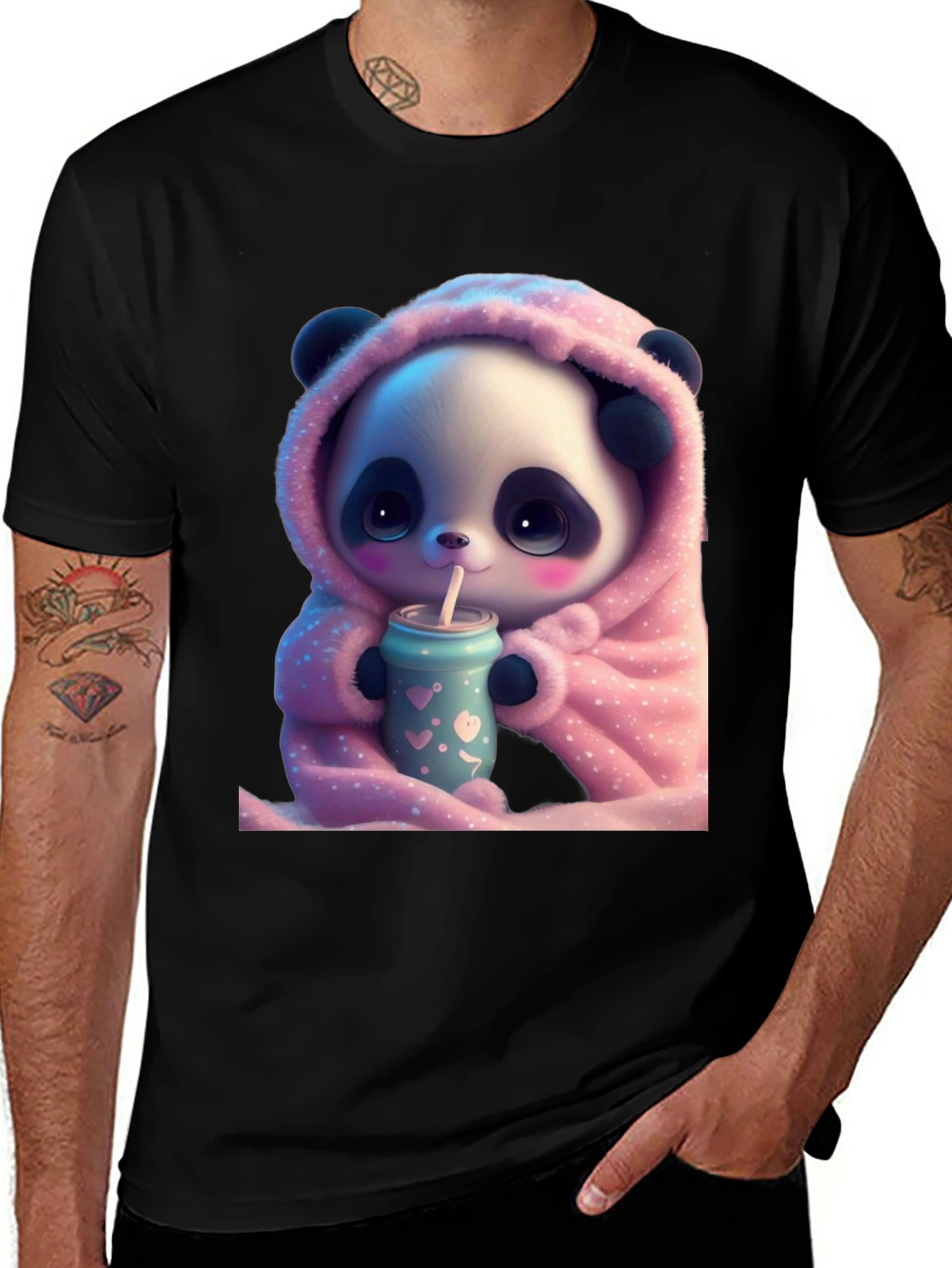 Cute Panda Bear Hooded T-Shirt