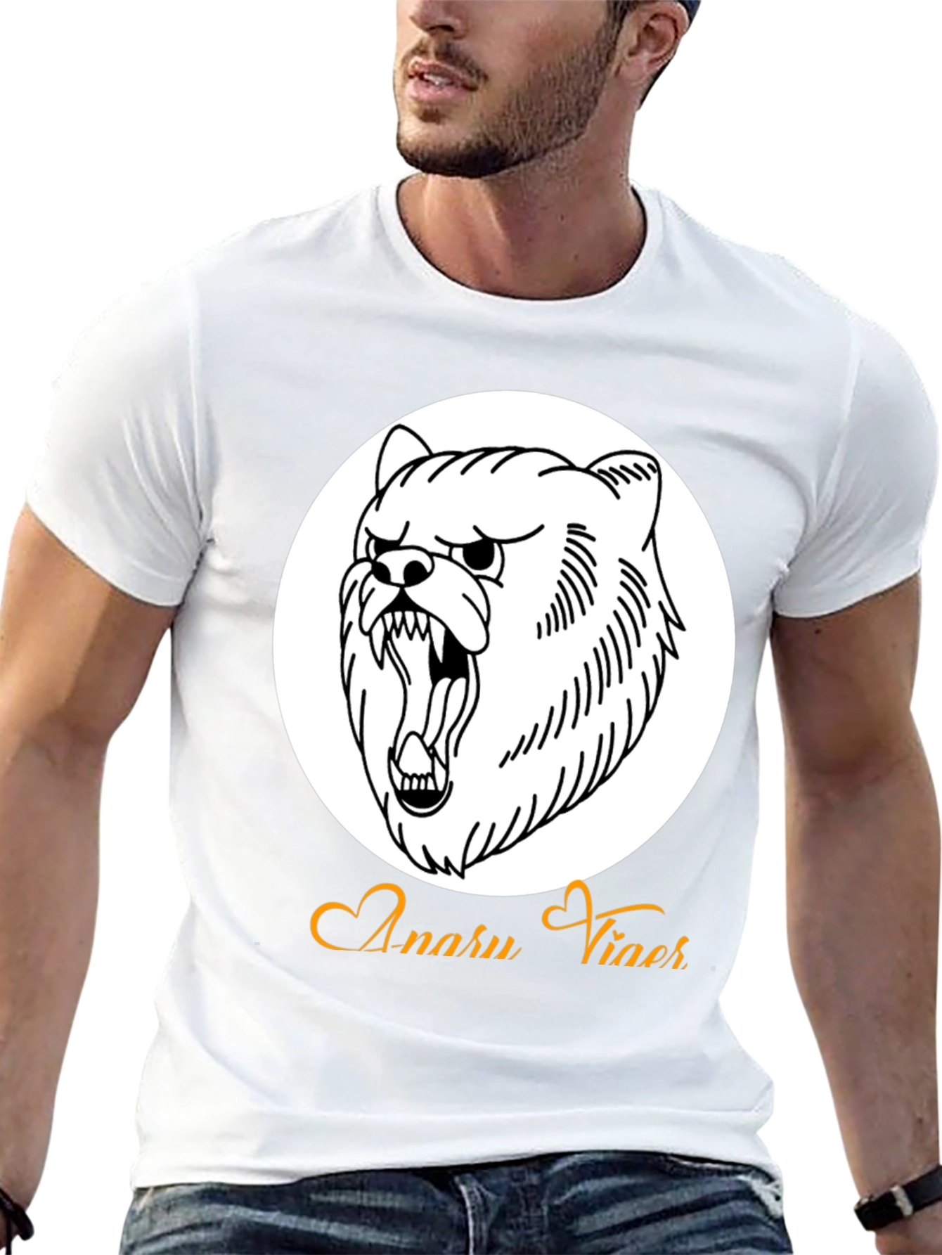 Mens Black Graphic Tee - Angry Bear Design
