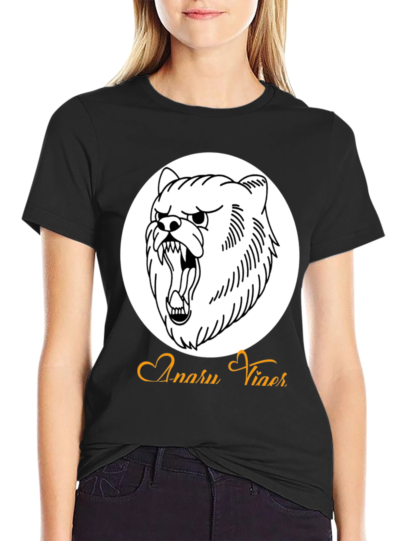 Mens Black Graphic Tee - Angry Bear Design