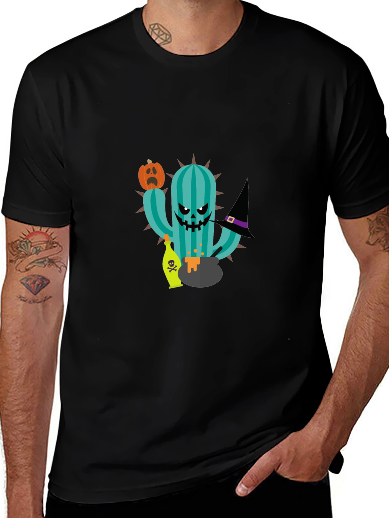 Halloween Cactus Graphic T-Shirt - Spooky Season Style