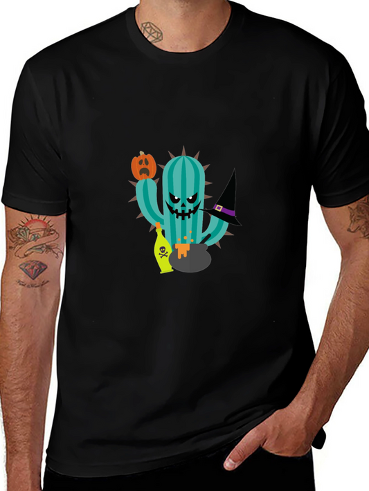 Halloween Cactus Graphic T-Shirt - Spooky Season Style