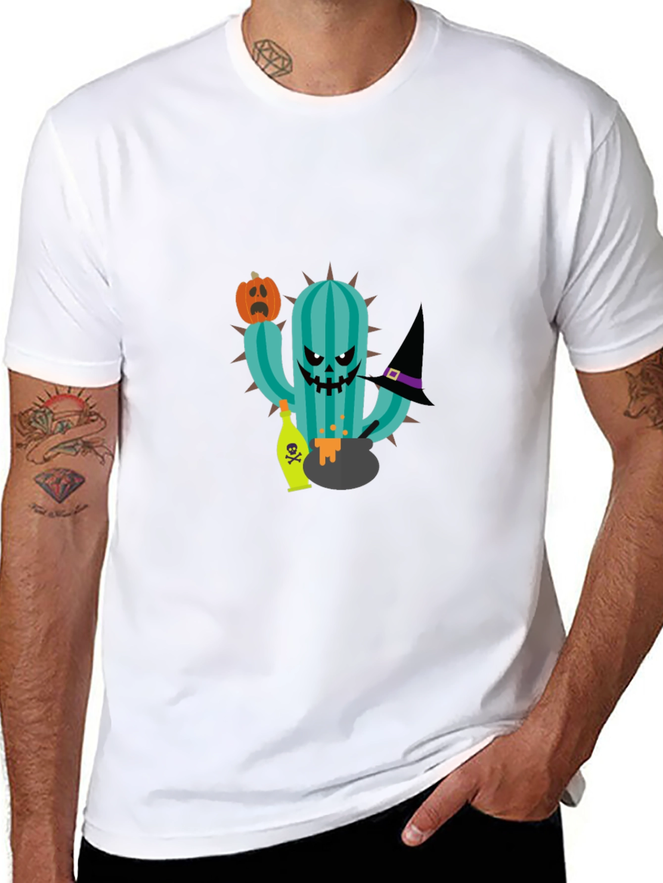 Halloween Cactus Graphic T-Shirt - Spooky Season Style