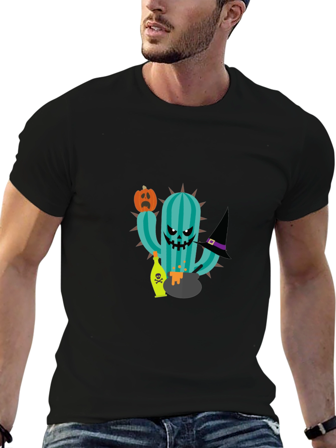Halloween Cactus Graphic T-Shirt - Spooky Season Style