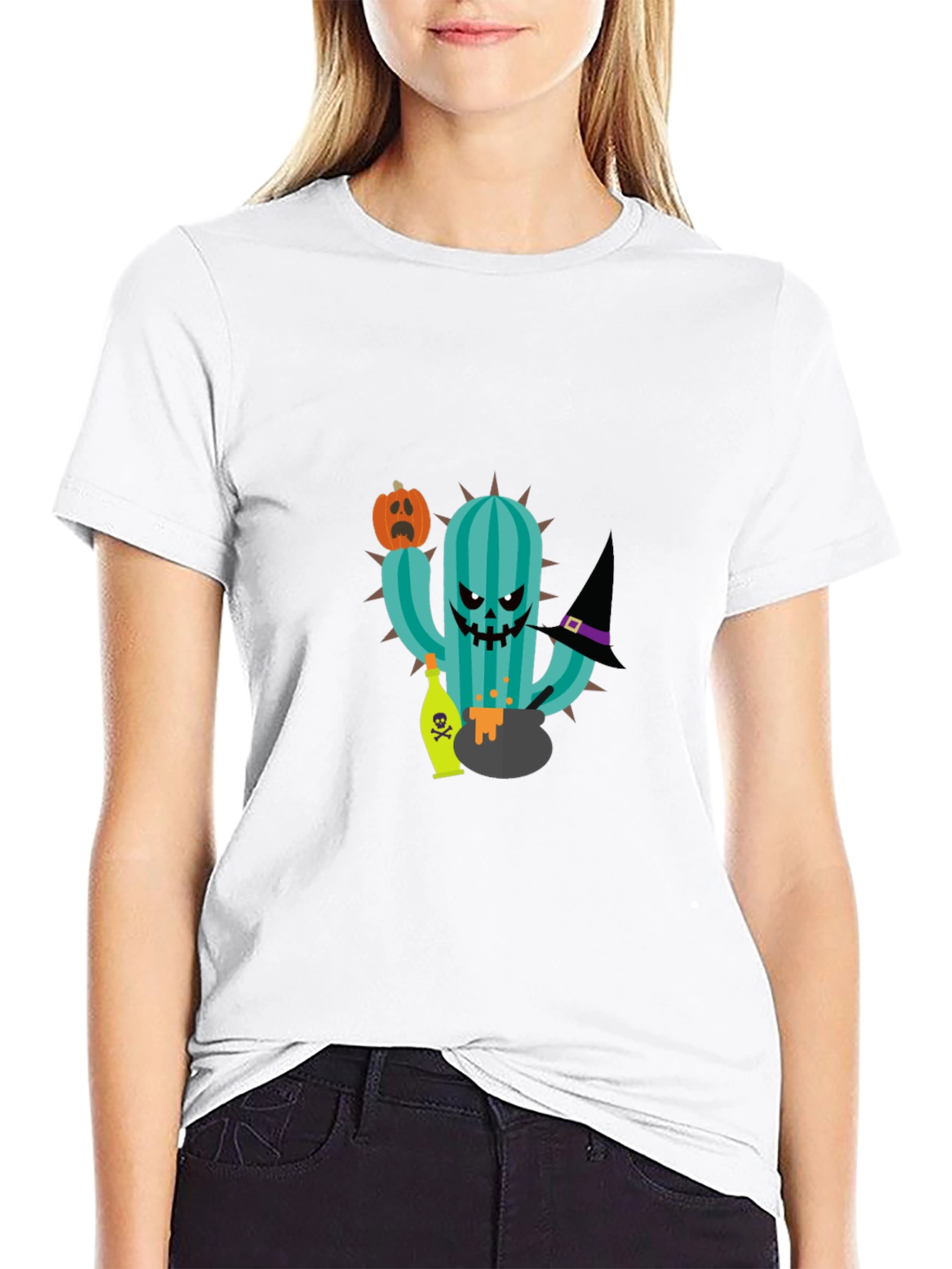 Halloween Cactus Graphic T-Shirt - Spooky Season Style
